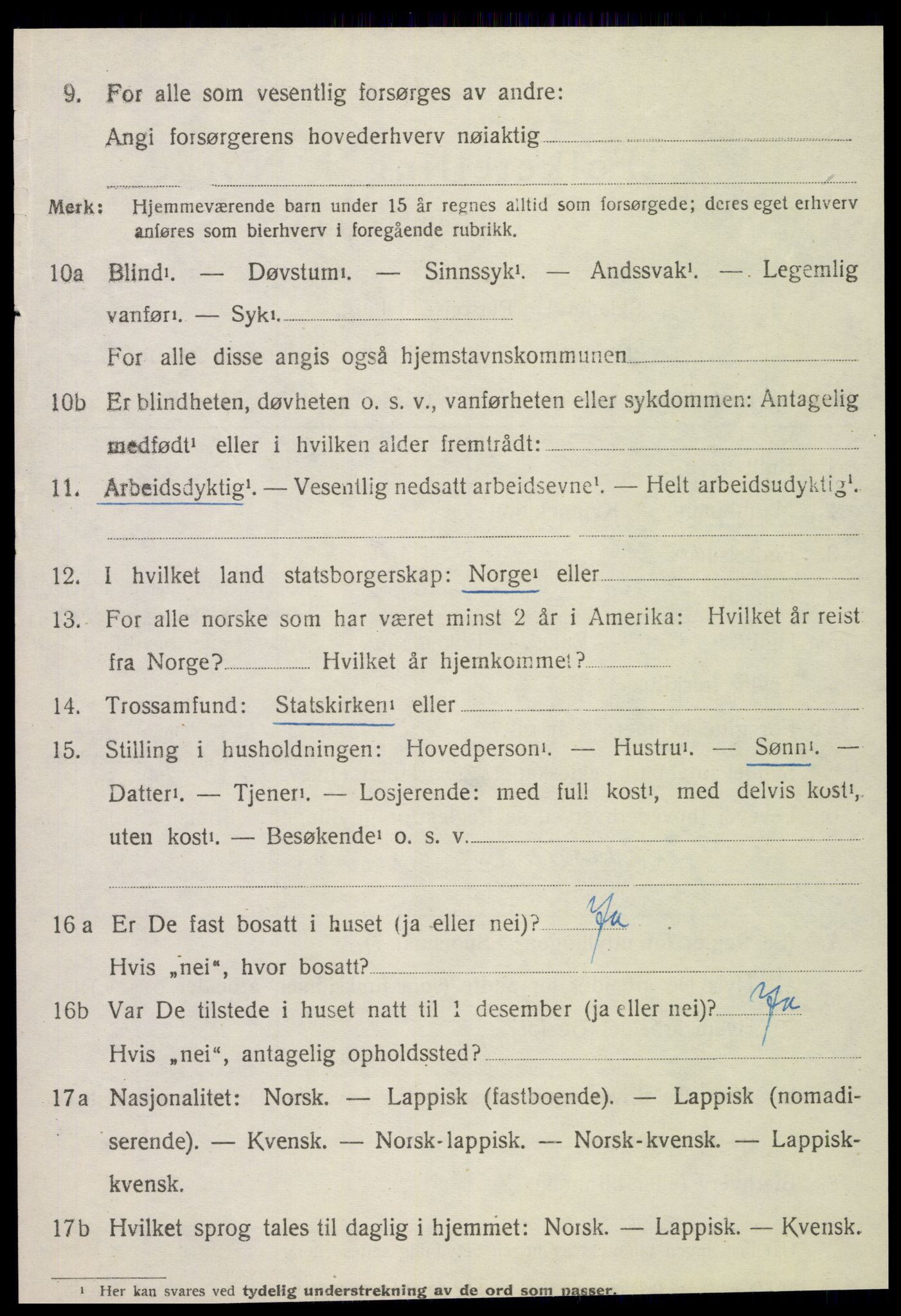 SAT, 1920 census for Kvam, 1920, p. 2008