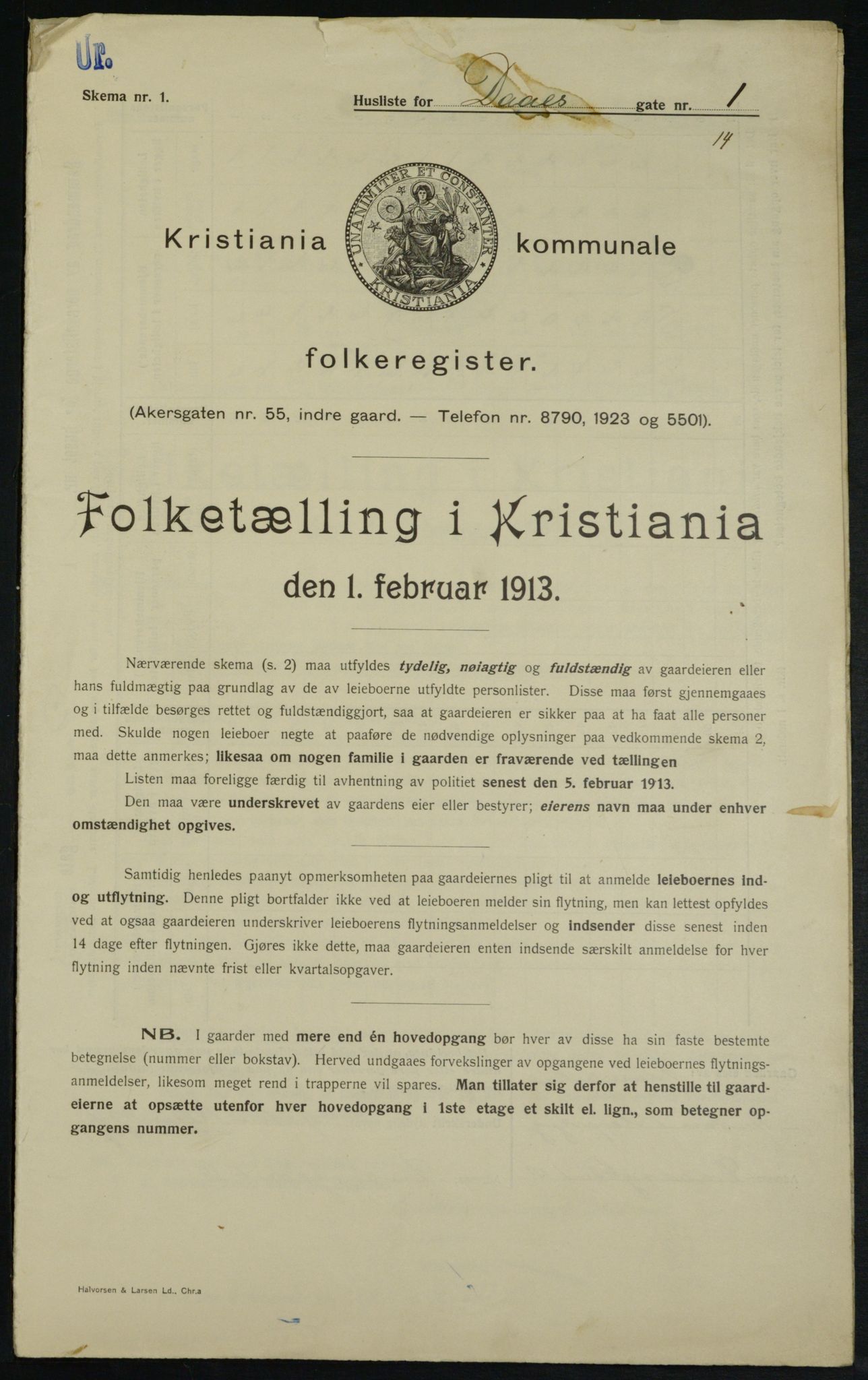 OBA, Municipal Census 1913 for Kristiania, 1913, p. 17937