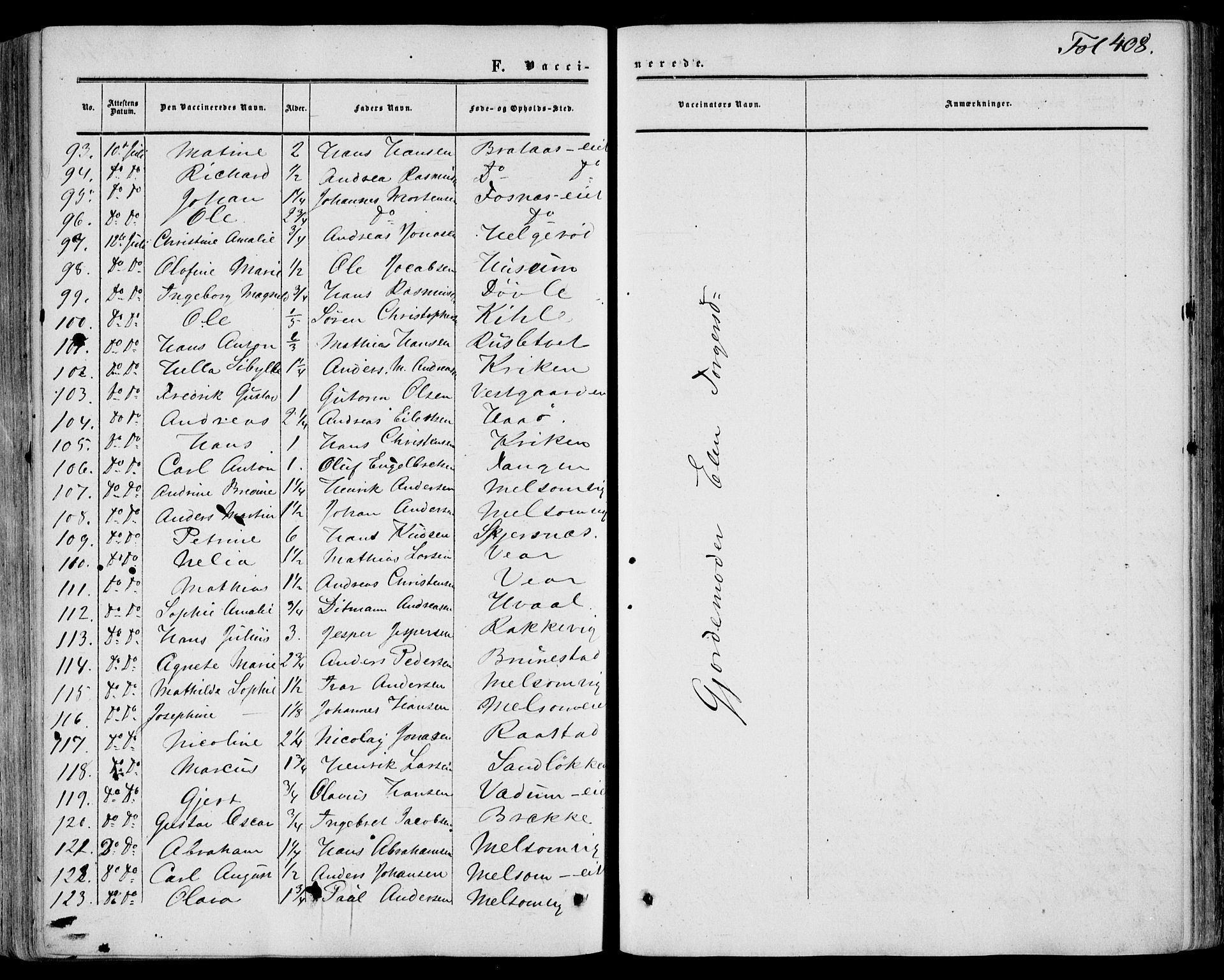 Stokke kirkebøker, SAKO/A-320/F/Fa/L0008: Parish register (official) no. I 8, 1858-1871, p. 408