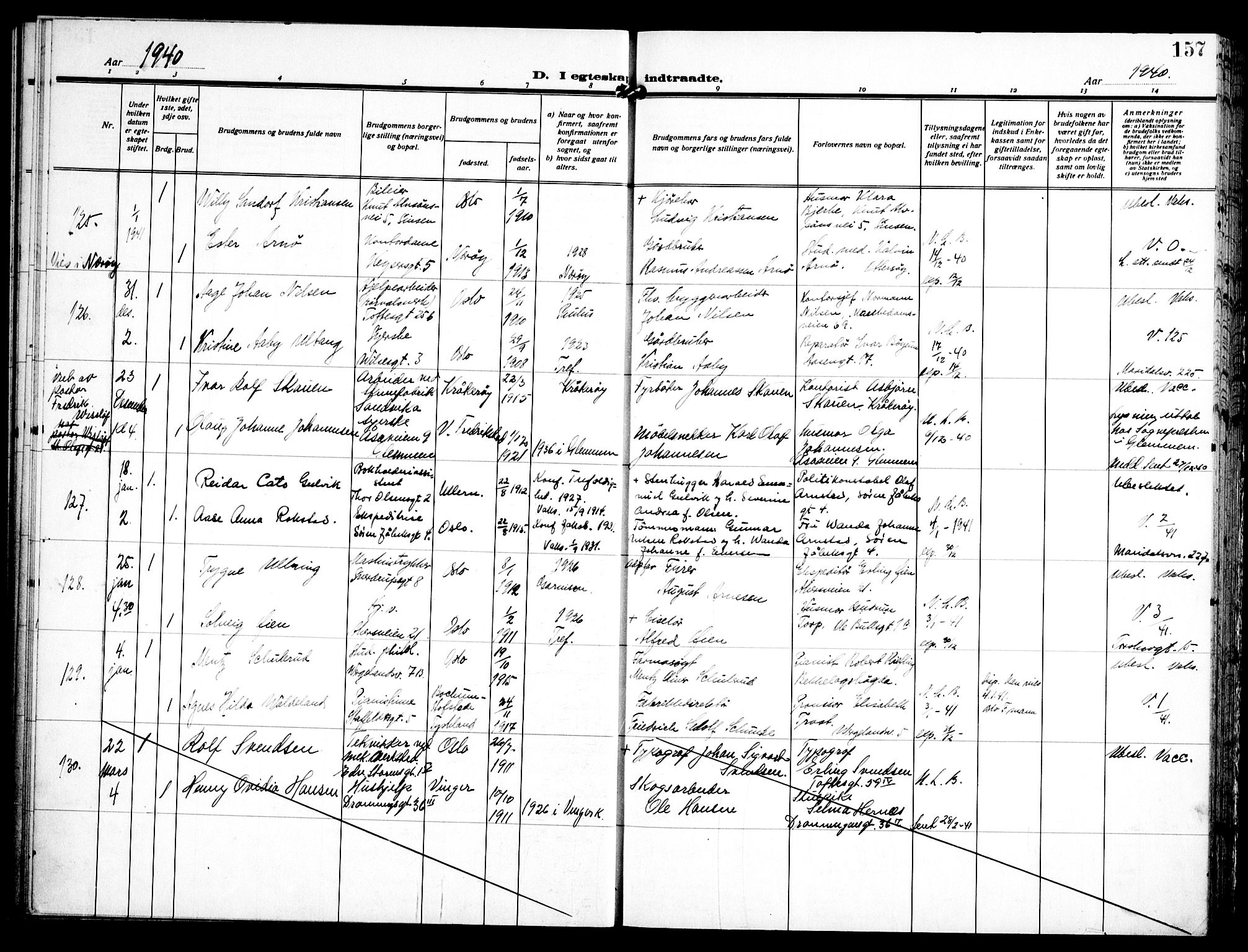 Trefoldighet prestekontor Kirkebøker, AV/SAO-A-10882/H/Ha/L0005: Banns register no. 5, 1932-1952, p. 157