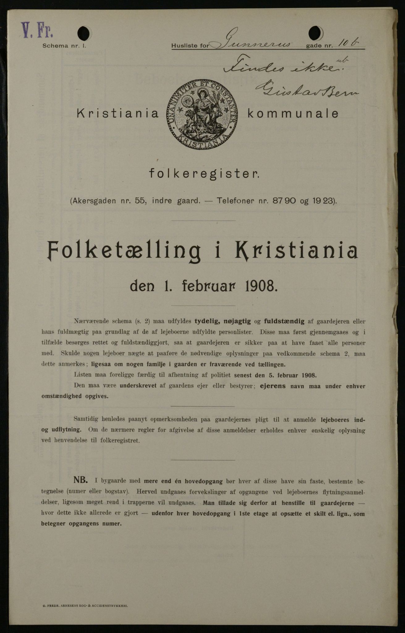 OBA, Municipal Census 1908 for Kristiania, 1908, p. 5163