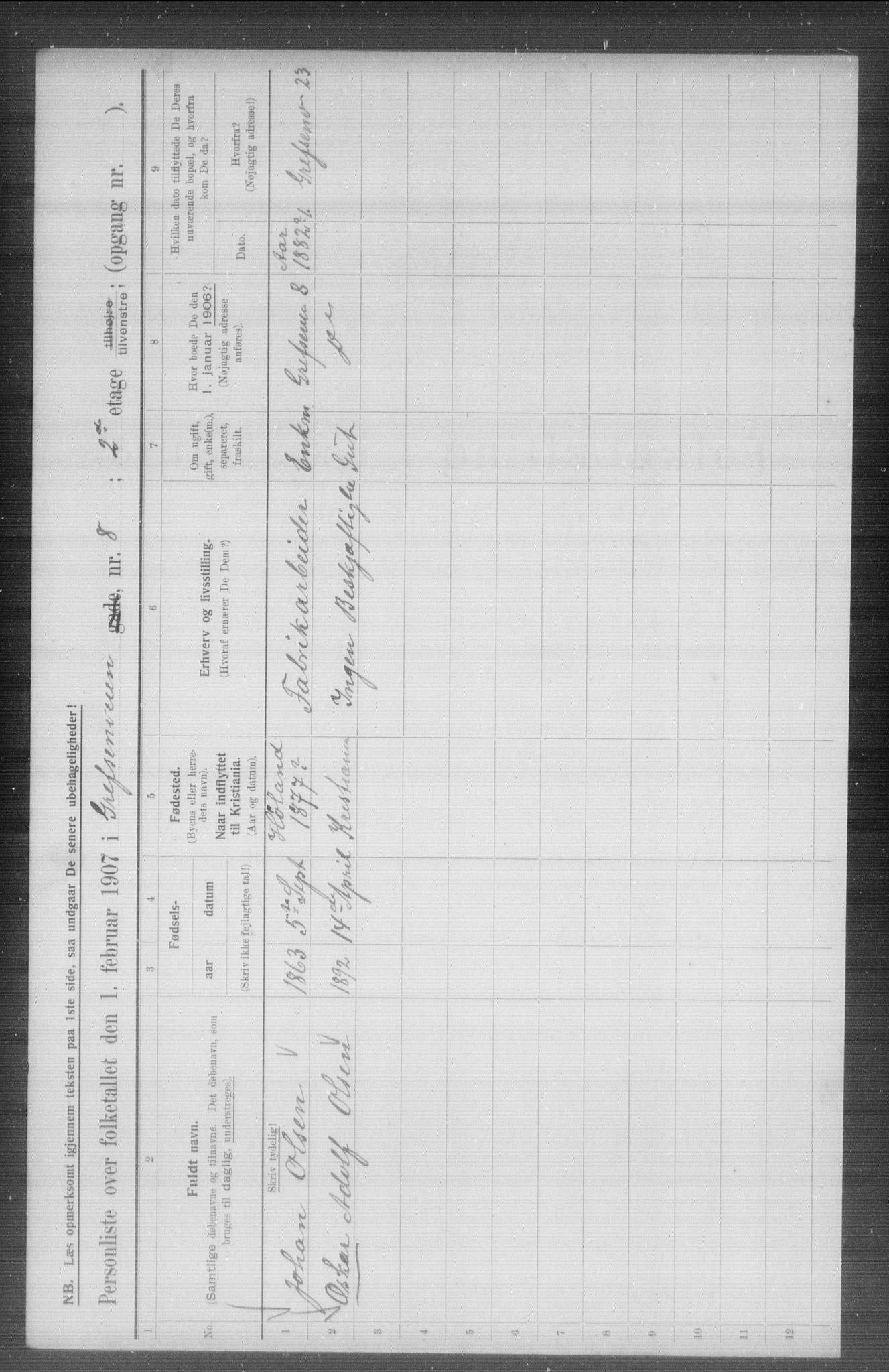 OBA, Municipal Census 1907 for Kristiania, 1907, p. 14987