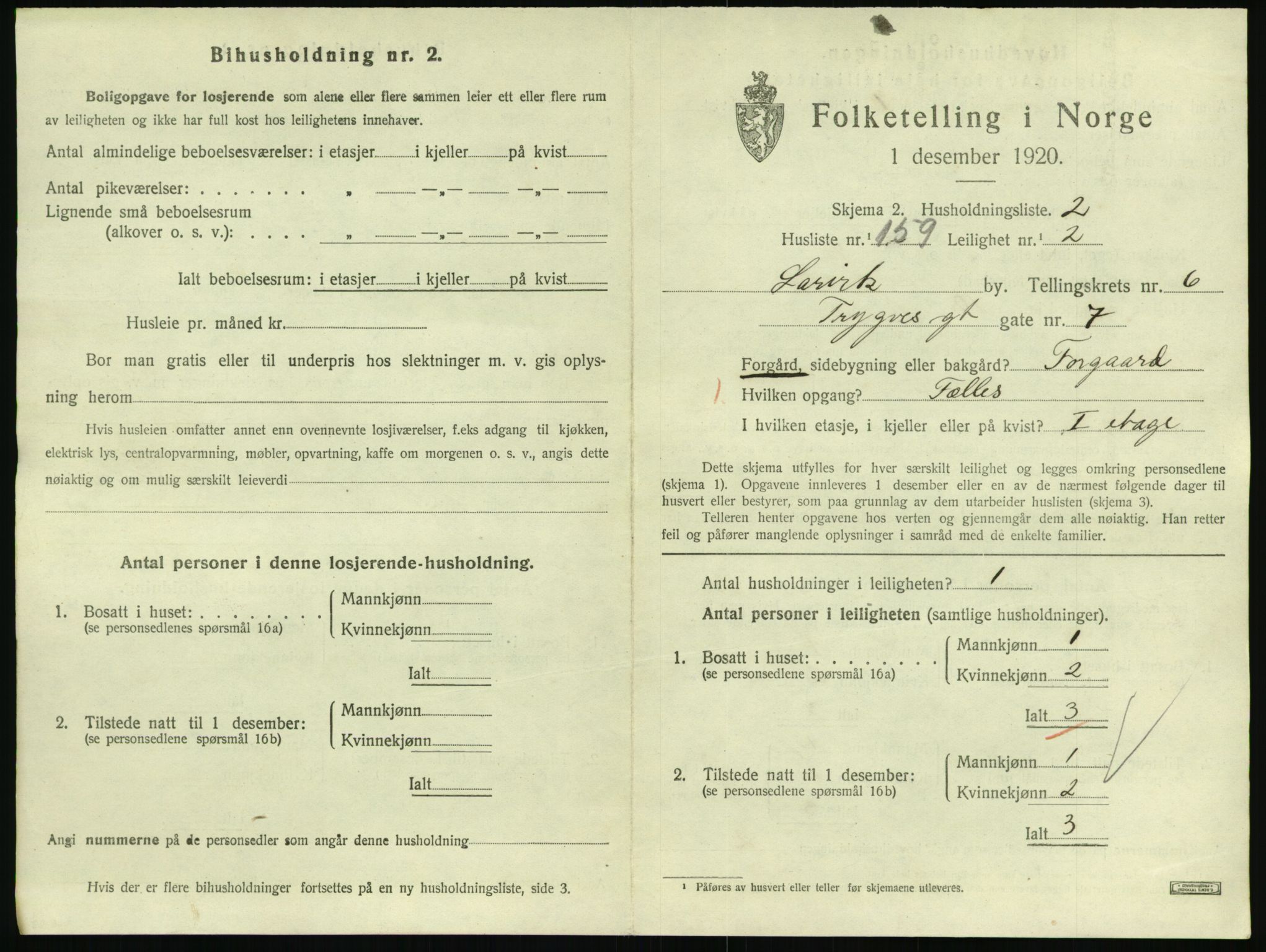 SAKO, 1920 census for Larvik, 1920, p. 5978