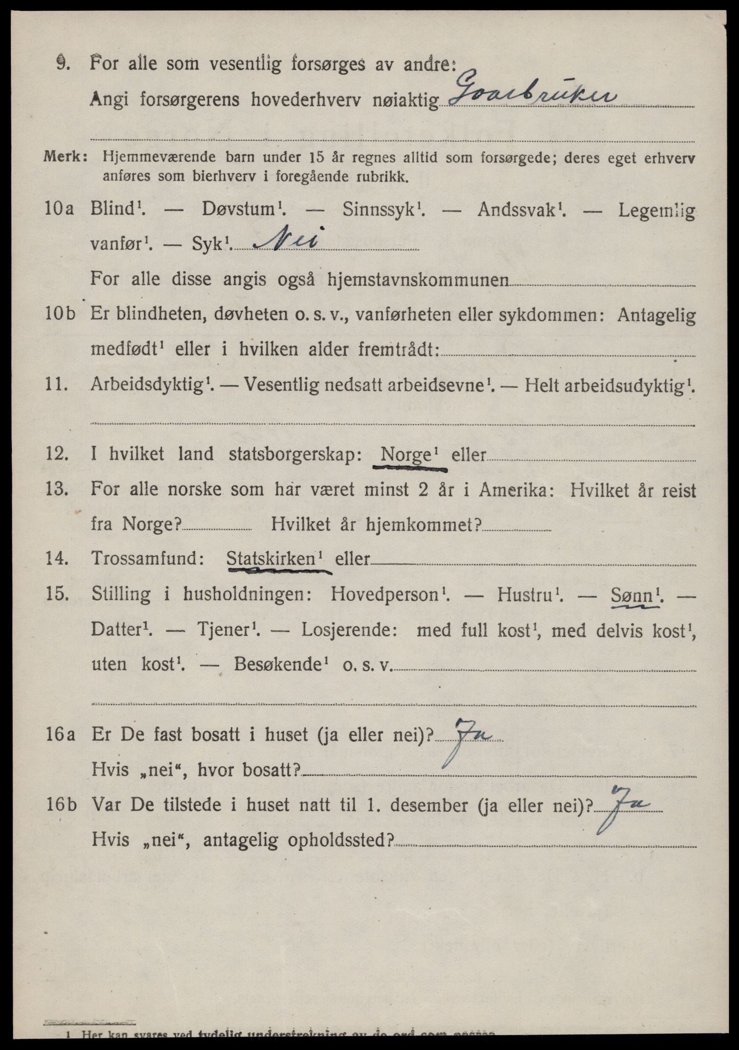 SAT, 1920 census for Vestnes, 1920, p. 4110