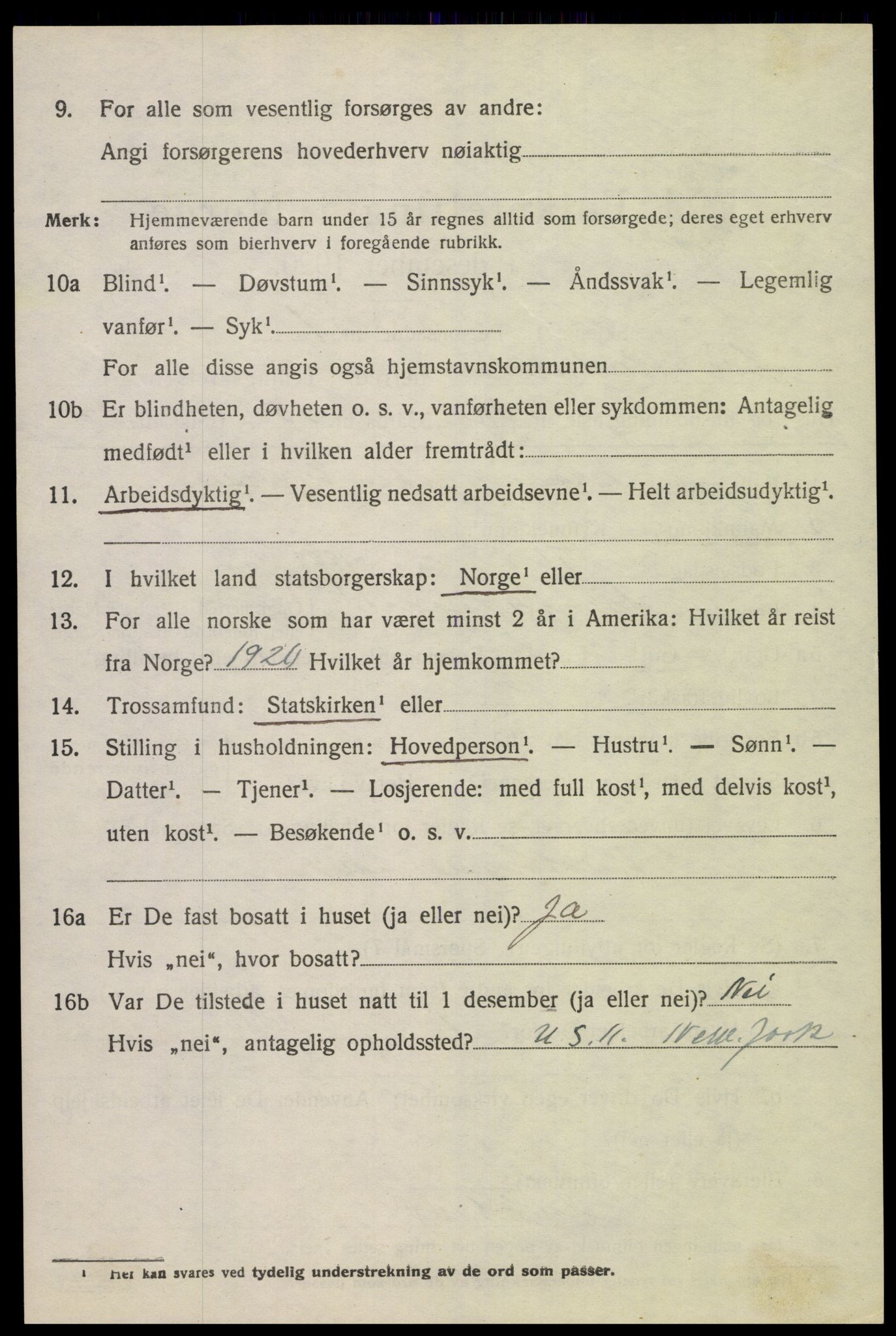 SAK, 1920 census for Sør-Audnedal, 1920, p. 5126