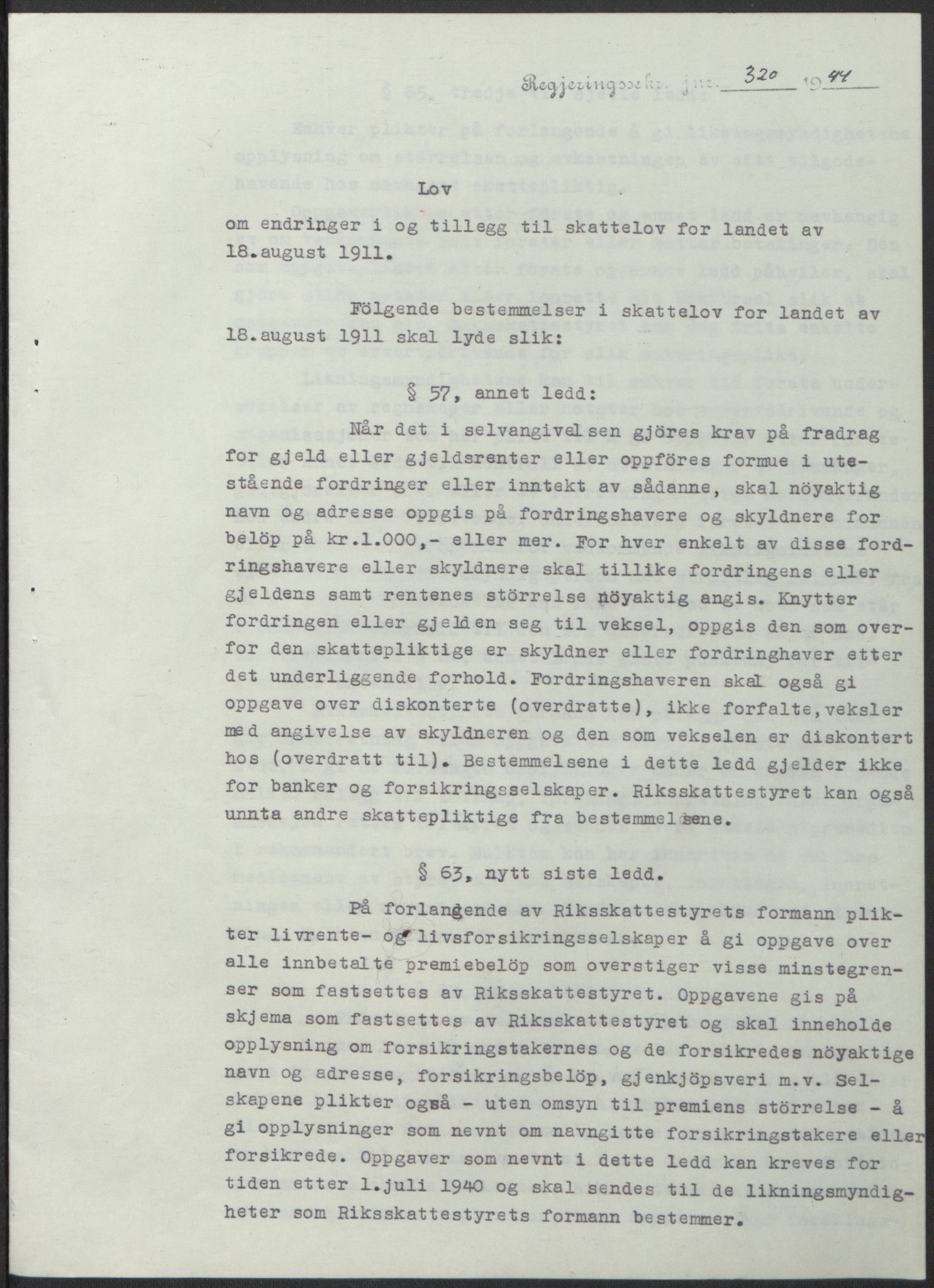 NS-administrasjonen 1940-1945 (Statsrådsekretariatet, de kommisariske statsråder mm), AV/RA-S-4279/D/Db/L0100: Lover, 1944, p. 611