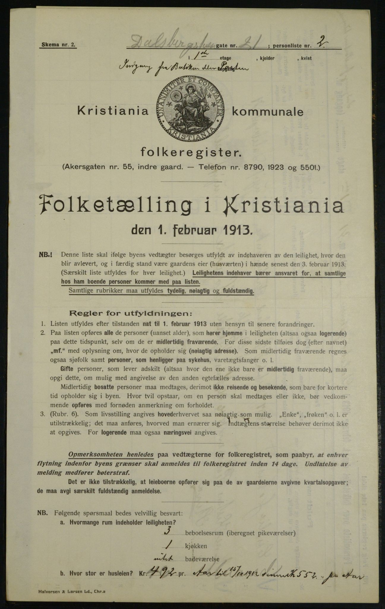 OBA, Municipal Census 1913 for Kristiania, 1913, p. 14407