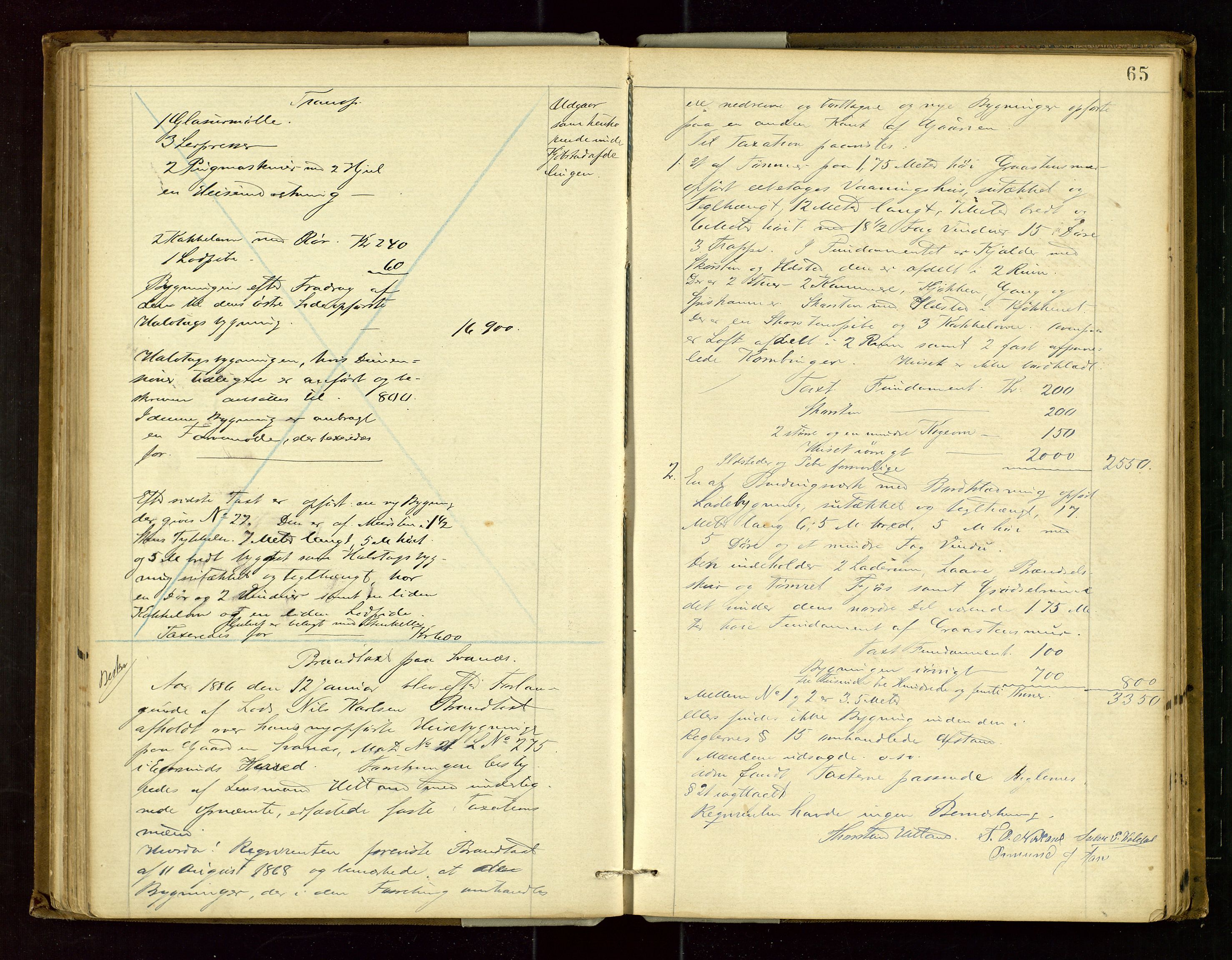 Eigersund lensmannskontor, SAST/A-100171/Goa/L0003: "Brandtaxations-protokol", 1876-1893, p. 64b-65a