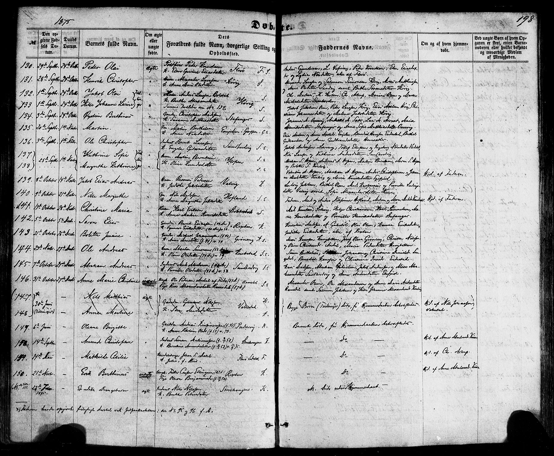 Kinn sokneprestembete, SAB/A-80801/H/Haa/Haaa/L0006: Parish register (official) no. A 6, 1857-1885, p. 198