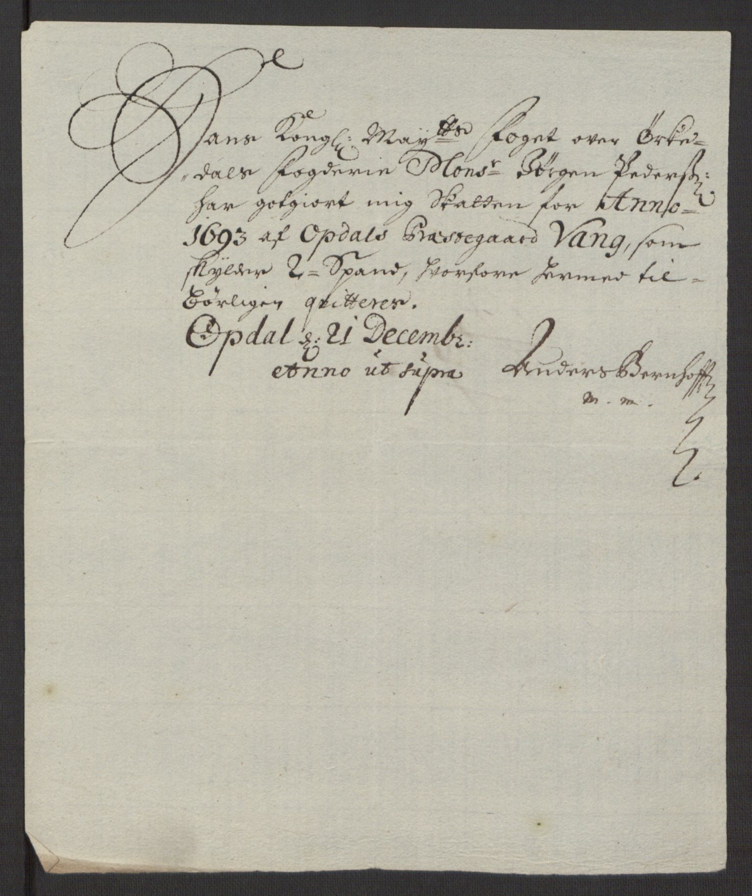 Rentekammeret inntil 1814, Reviderte regnskaper, Fogderegnskap, AV/RA-EA-4092/R58/L3938: Fogderegnskap Orkdal, 1693, p. 183