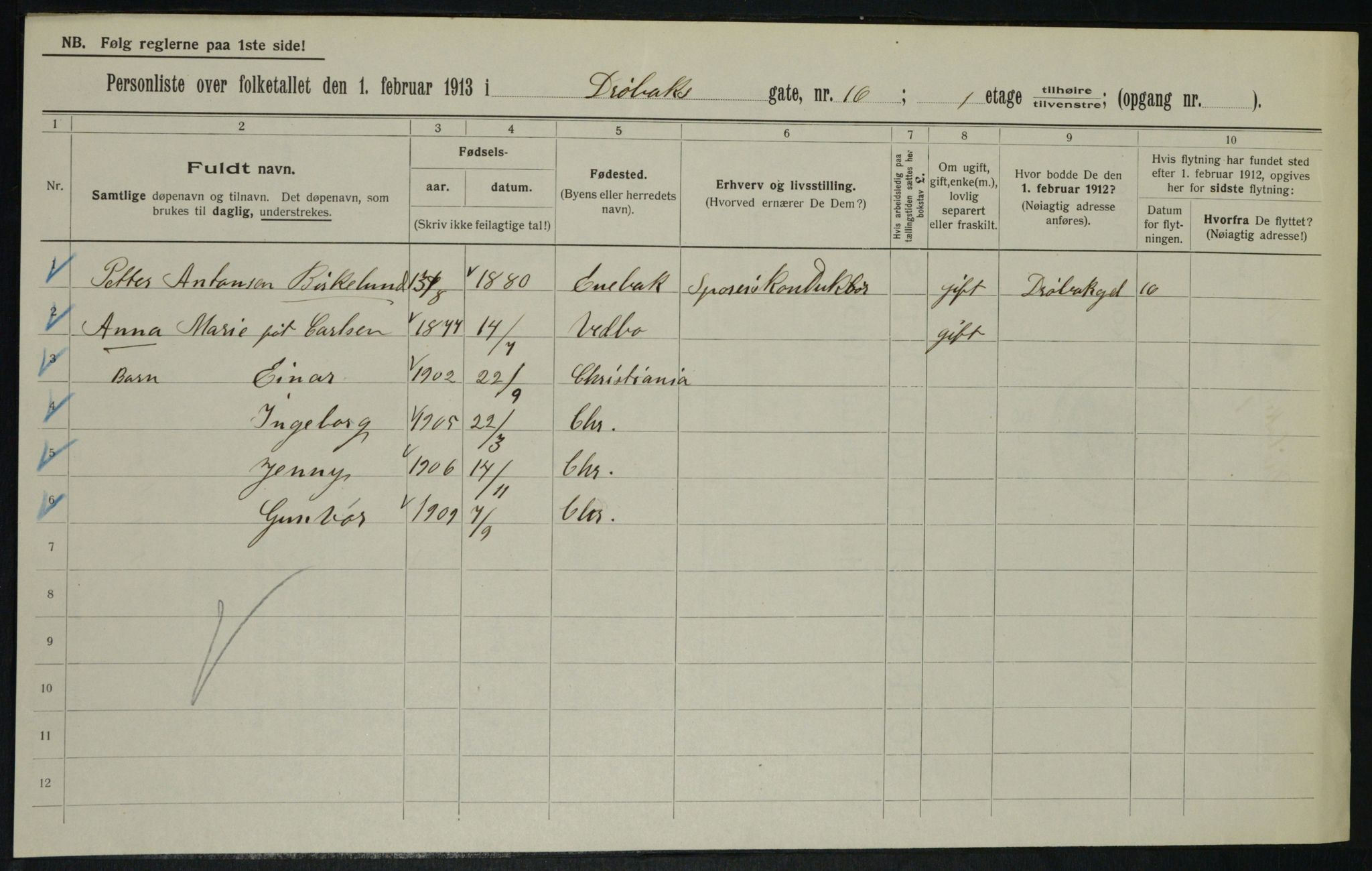 OBA, Municipal Census 1913 for Kristiania, 1913, p. 17507