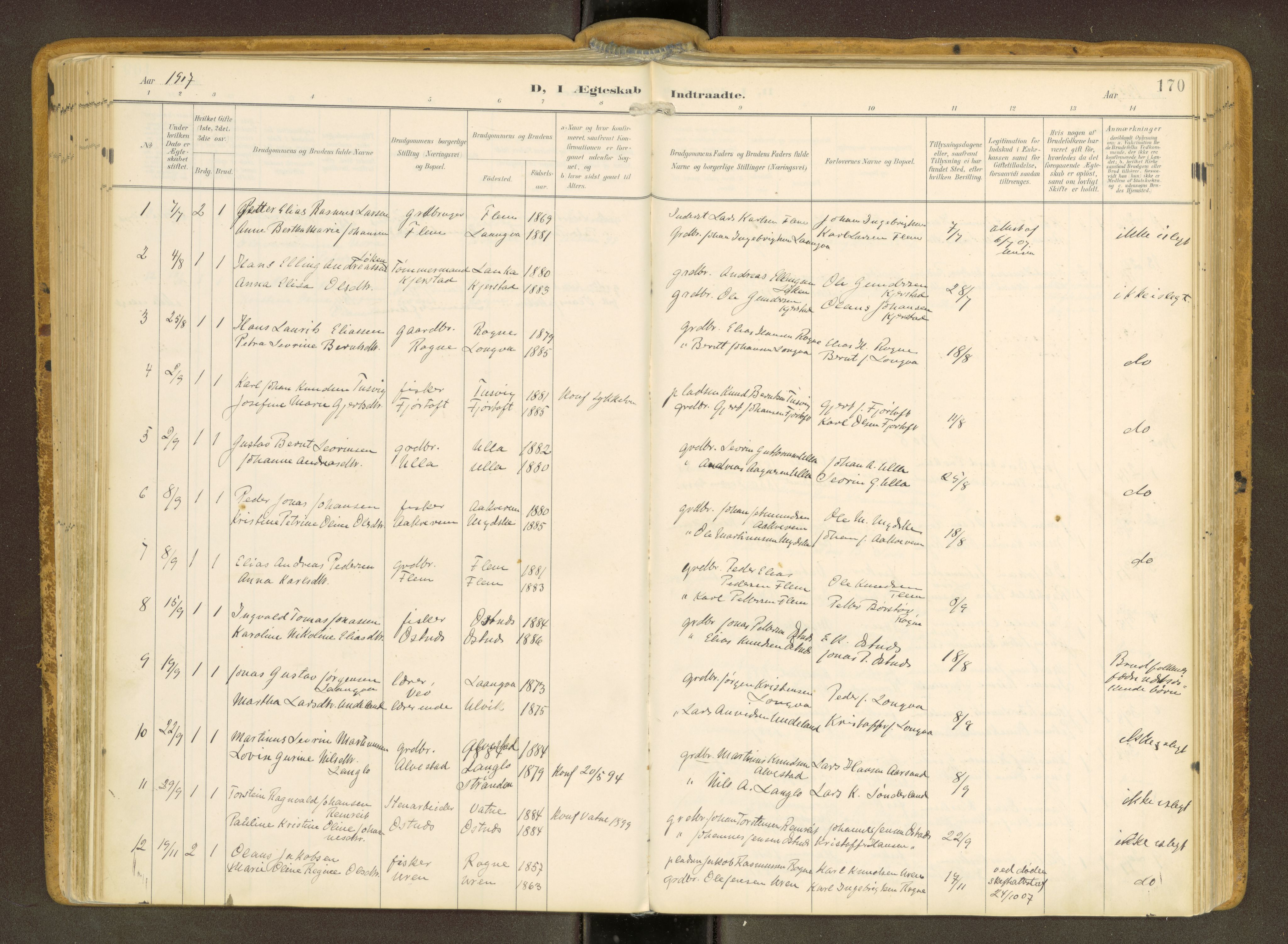 Ministerialprotokoller, klokkerbøker og fødselsregistre - Møre og Romsdal, SAT/A-1454/536/L0517: Parish register (official) no. 536A--, 1897-1917, p. 170