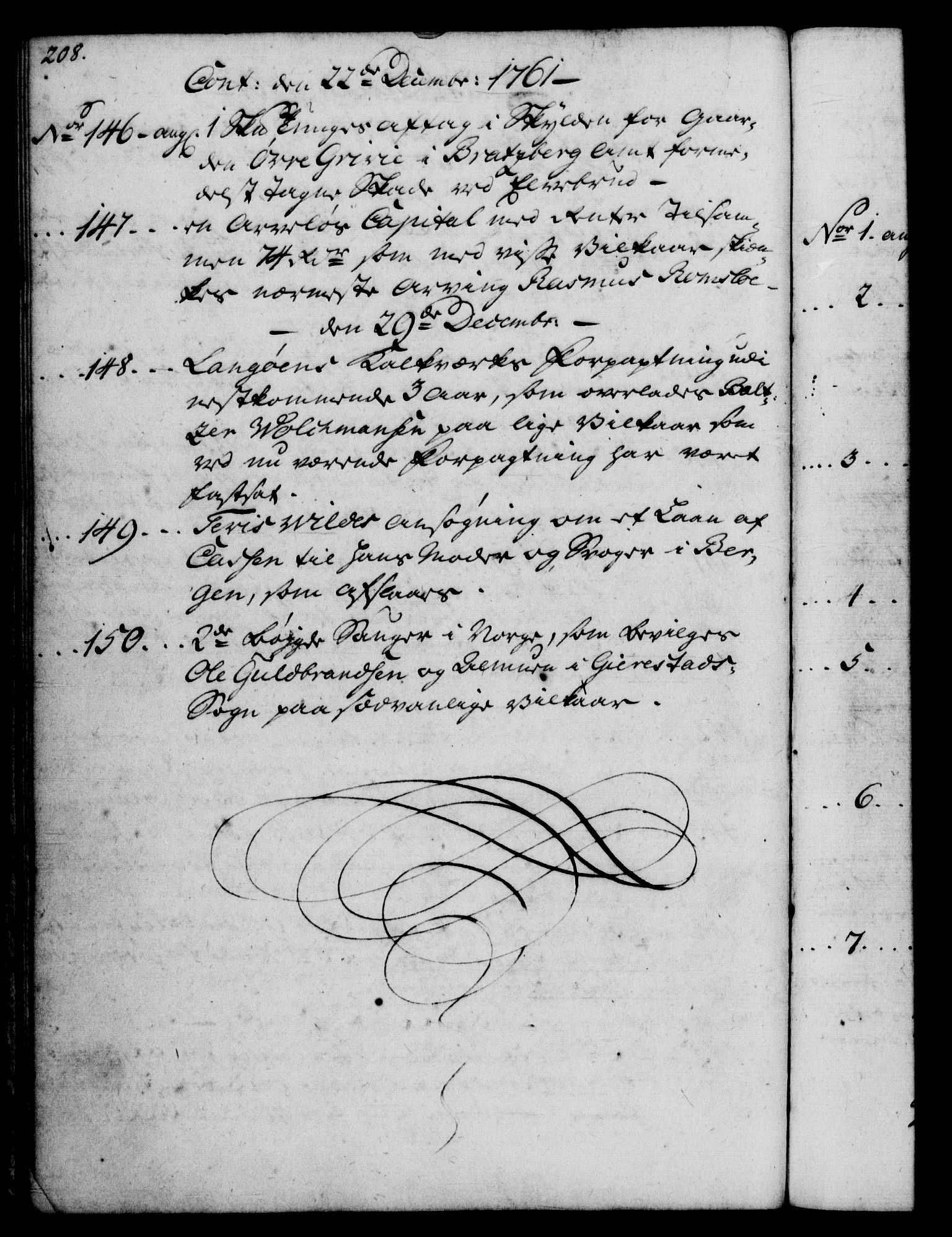 Rentekammeret, Kammerkanselliet, RA/EA-3111/G/Gf/Gfb/L0006: Register til norske relasjons- og resolusjonsprotokoller (merket RK 52.101), 1755-1765, p. 208