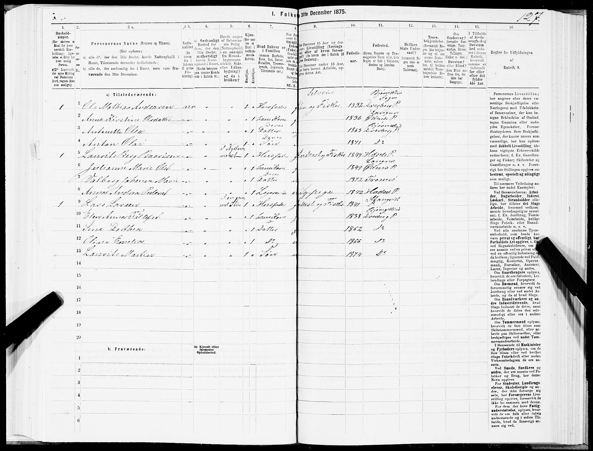 SAT, 1875 census for 1872P Dverberg, 1875, p. 1127