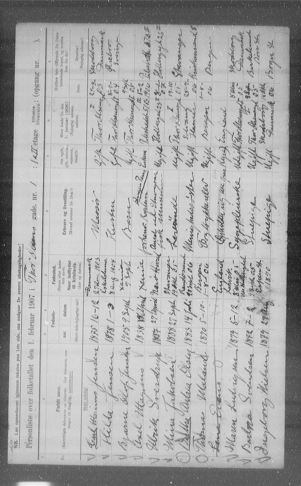 OBA, Municipal Census 1907 for Kristiania, 1907, p. 55554