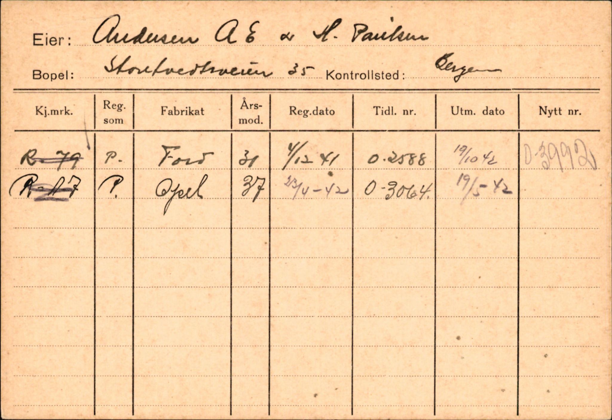 Statens vegvesen, Hordaland vegkontor, AV/SAB-A-5201/2/Ha/L0001: R-eierkort A, 1920-1971, p. 912