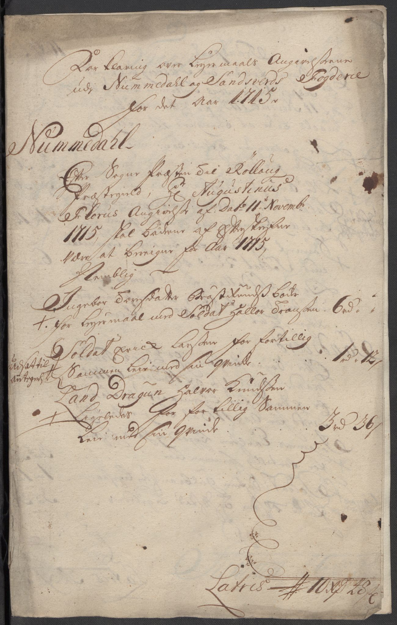 Rentekammeret inntil 1814, Reviderte regnskaper, Fogderegnskap, AV/RA-EA-4092/R24/L1591: Fogderegnskap Numedal og Sandsvær, 1715, p. 268