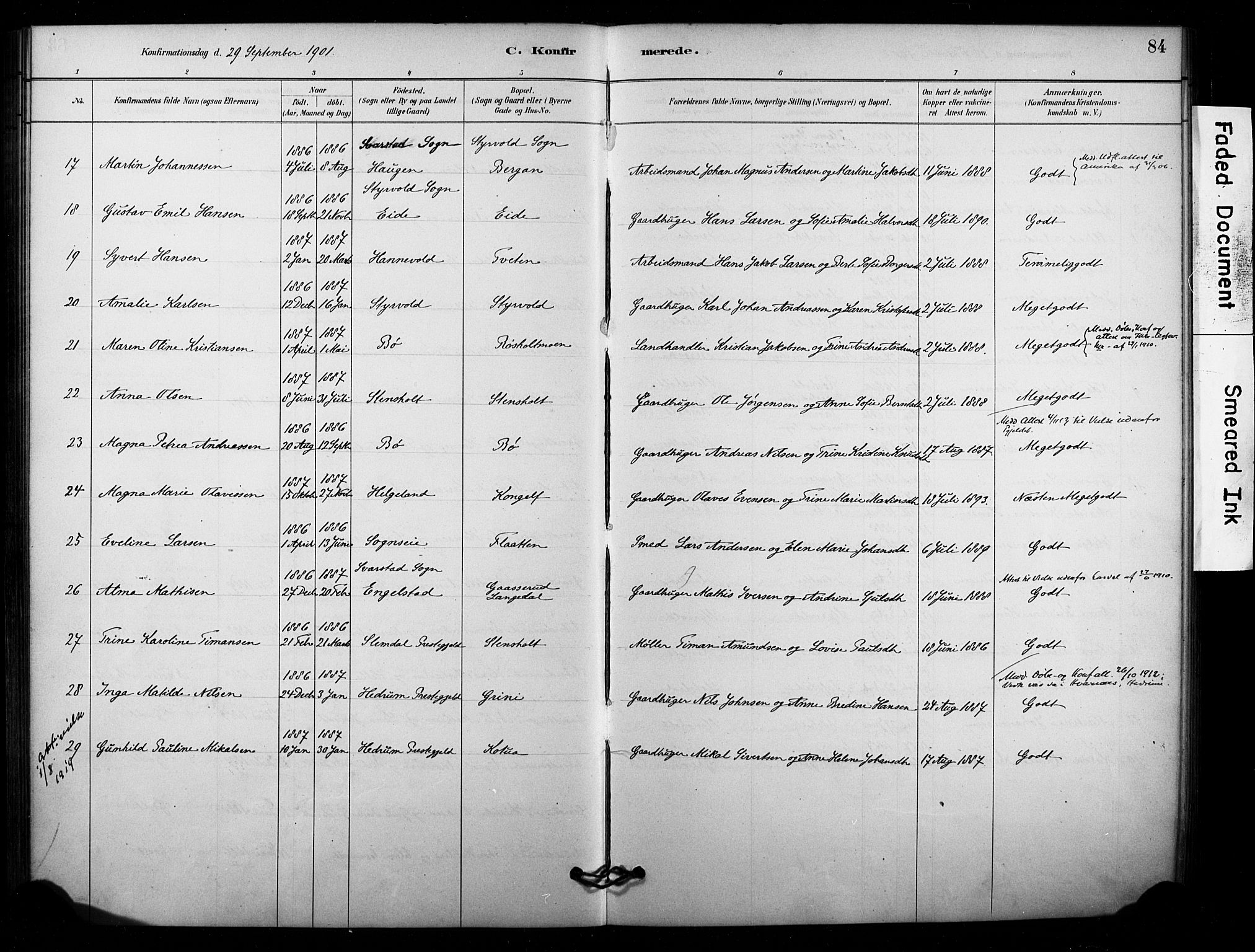 Lardal kirkebøker, AV/SAKO-A-350/F/Fd/L0001: Parish register (official) no. IV 1, 1881-1907, p. 84