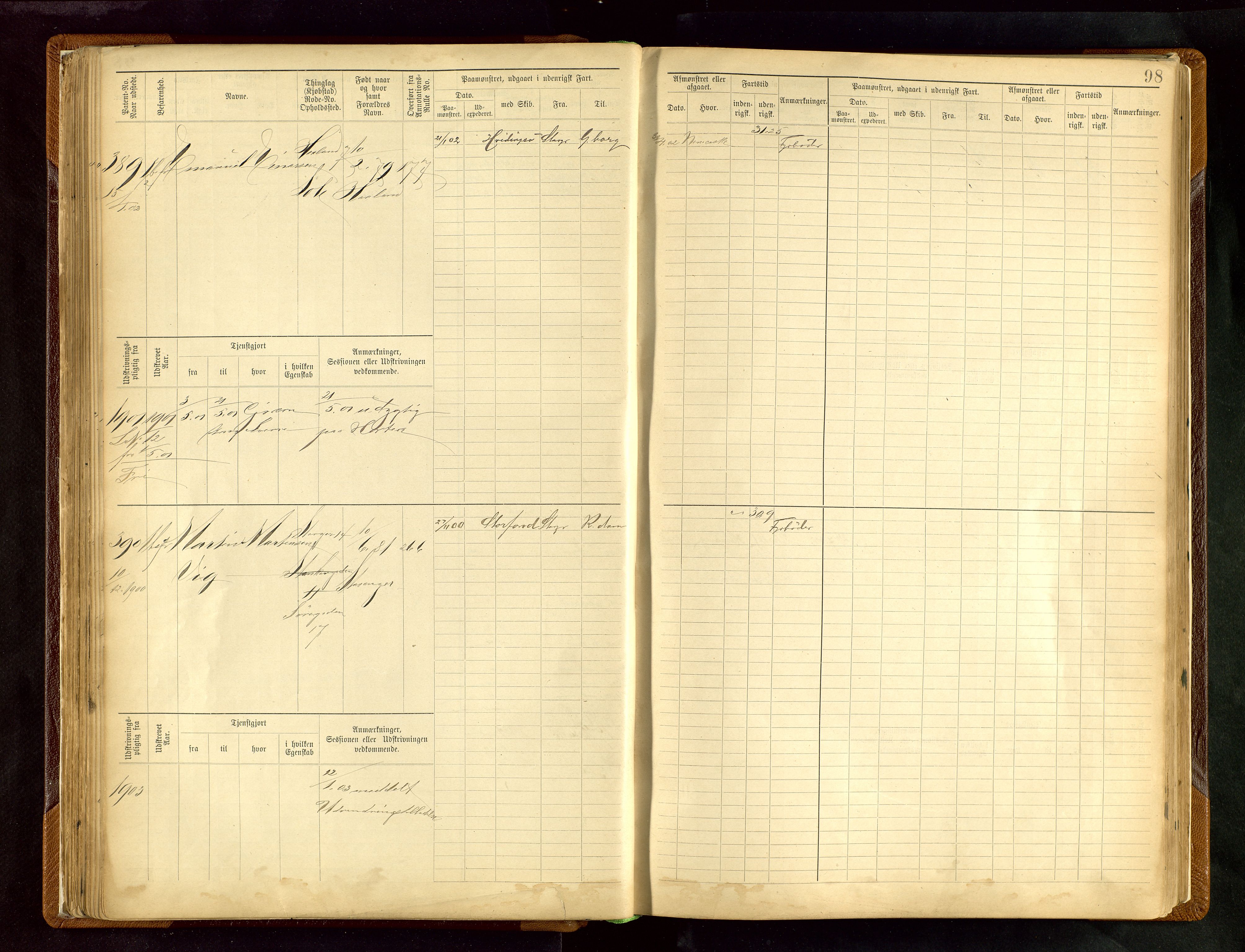 Stavanger sjømannskontor, AV/SAST-A-102006/F/Fe/L0005: Maskinist- og fyrbøterrulle, patentnr. 195-781 (dublett), 1894-1922, p. 102