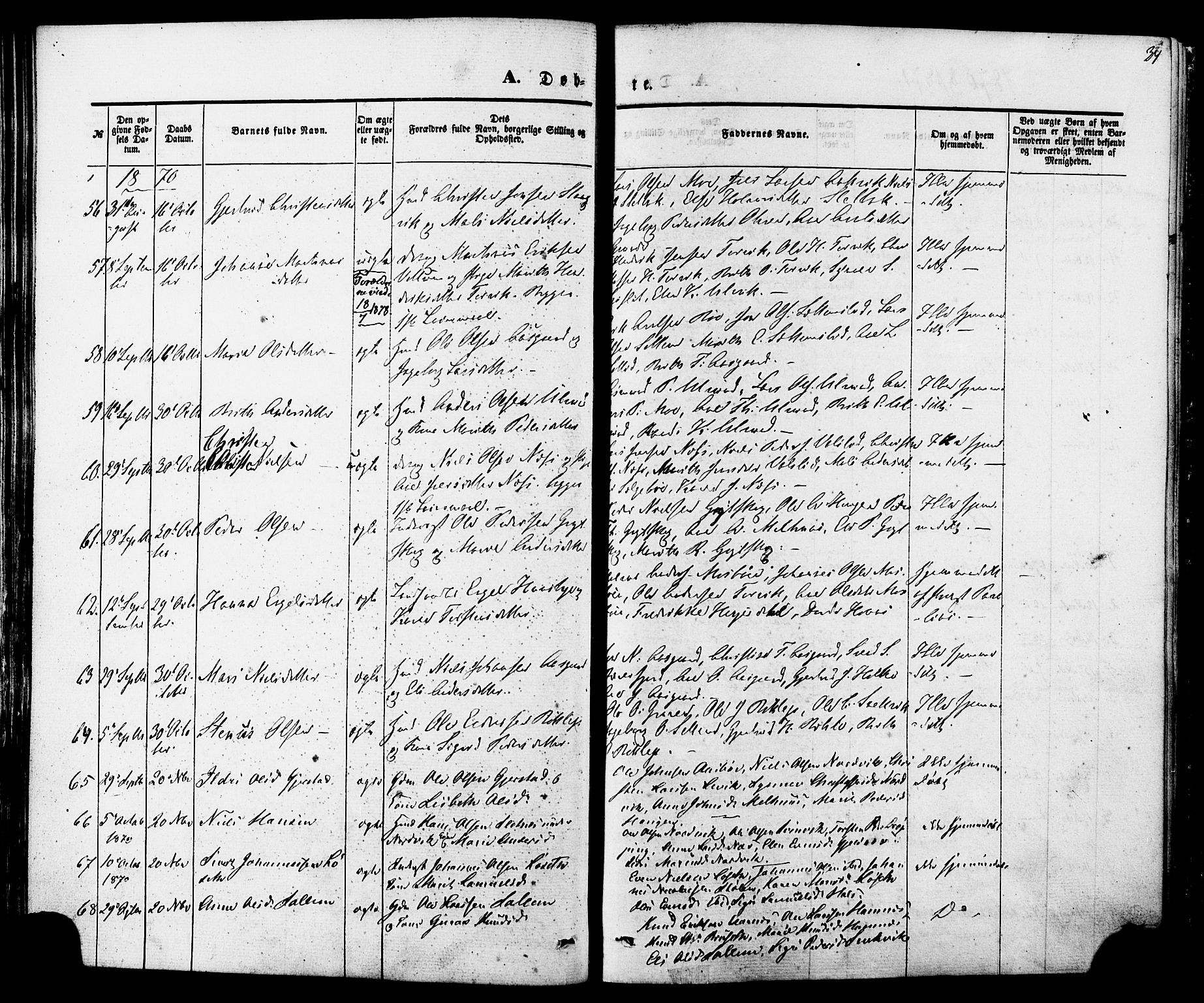 Ministerialprotokoller, klokkerbøker og fødselsregistre - Møre og Romsdal, AV/SAT-A-1454/592/L1027: Parish register (official) no. 592A05, 1865-1878, p. 34