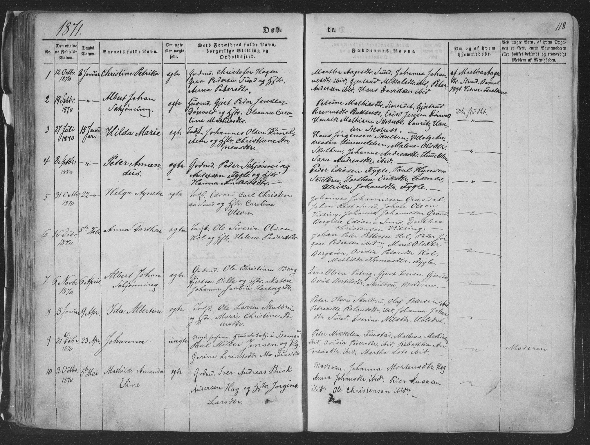 Ministerialprotokoller, klokkerbøker og fødselsregistre - Nordland, AV/SAT-A-1459/881/L1165: Parish register (copy) no. 881C02, 1854-1876, p. 118