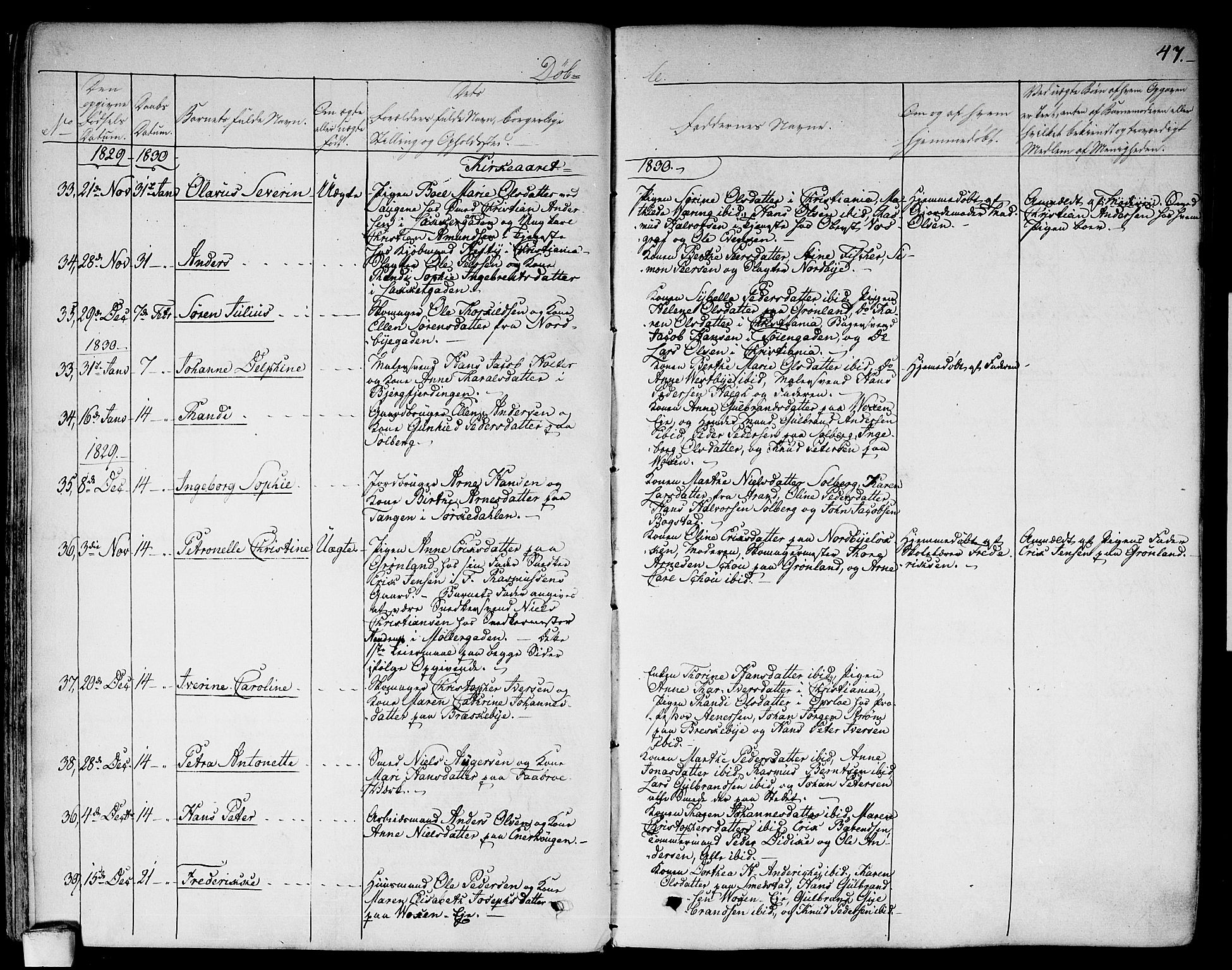 Aker prestekontor kirkebøker, AV/SAO-A-10861/F/L0013: Parish register (official) no. 13, 1828-1837, p. 47