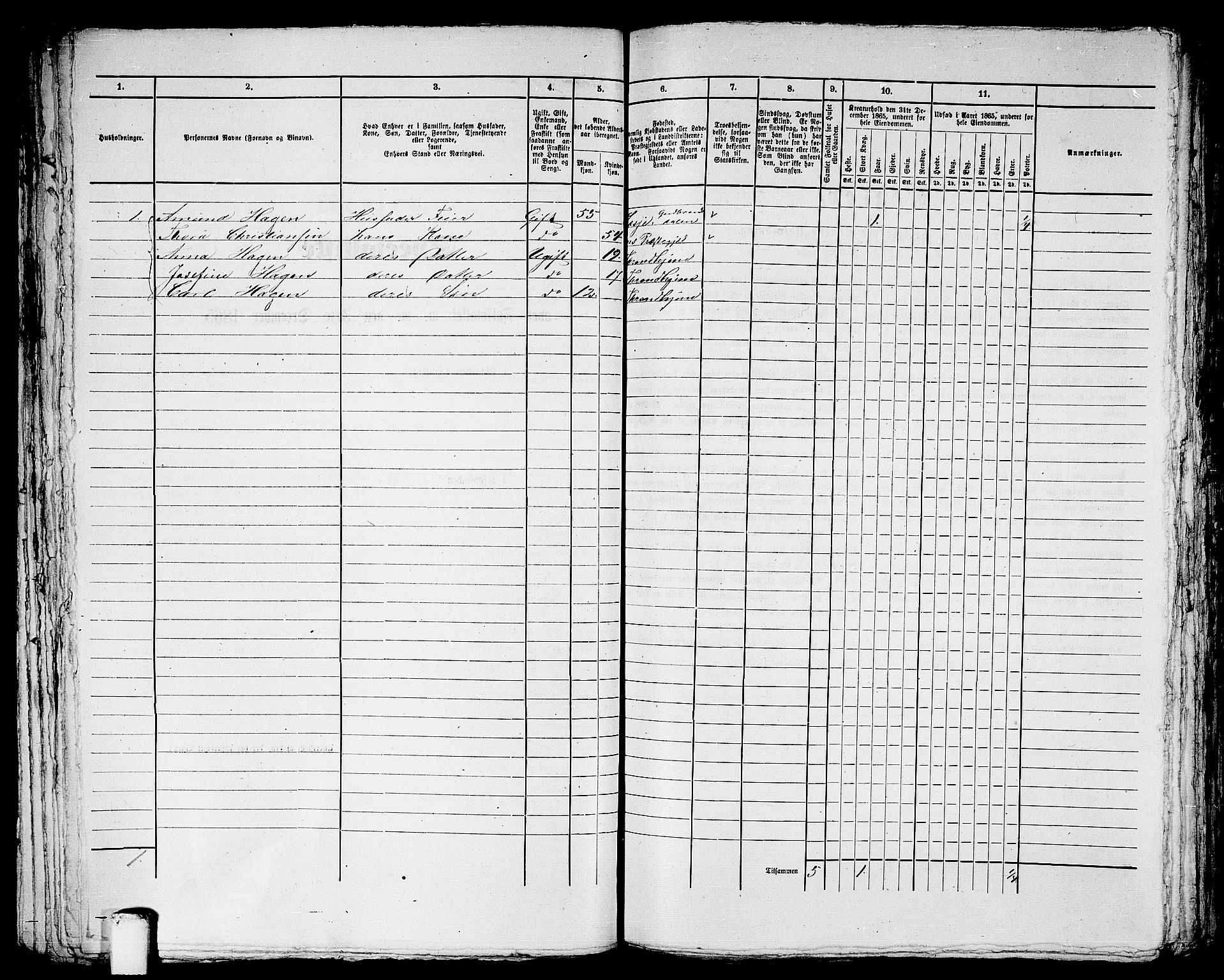 RA, 1865 census for Trondheim, 1865, p. 2838