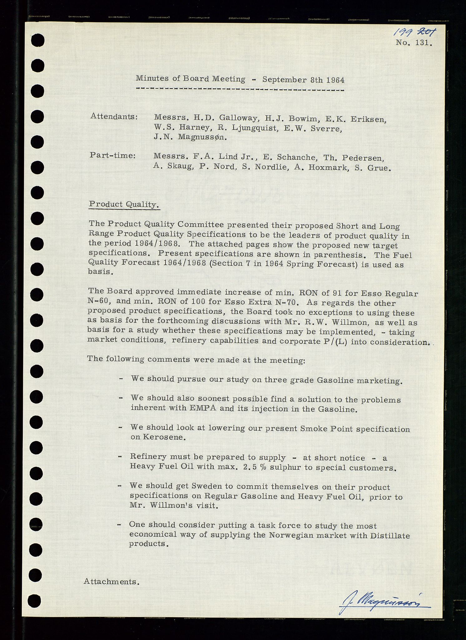 Pa 0982 - Esso Norge A/S, AV/SAST-A-100448/A/Aa/L0001/0004: Den administrerende direksjon Board minutes (styrereferater) / Den administrerende direksjon Board minutes (styrereferater), 1963-1964, p. 61