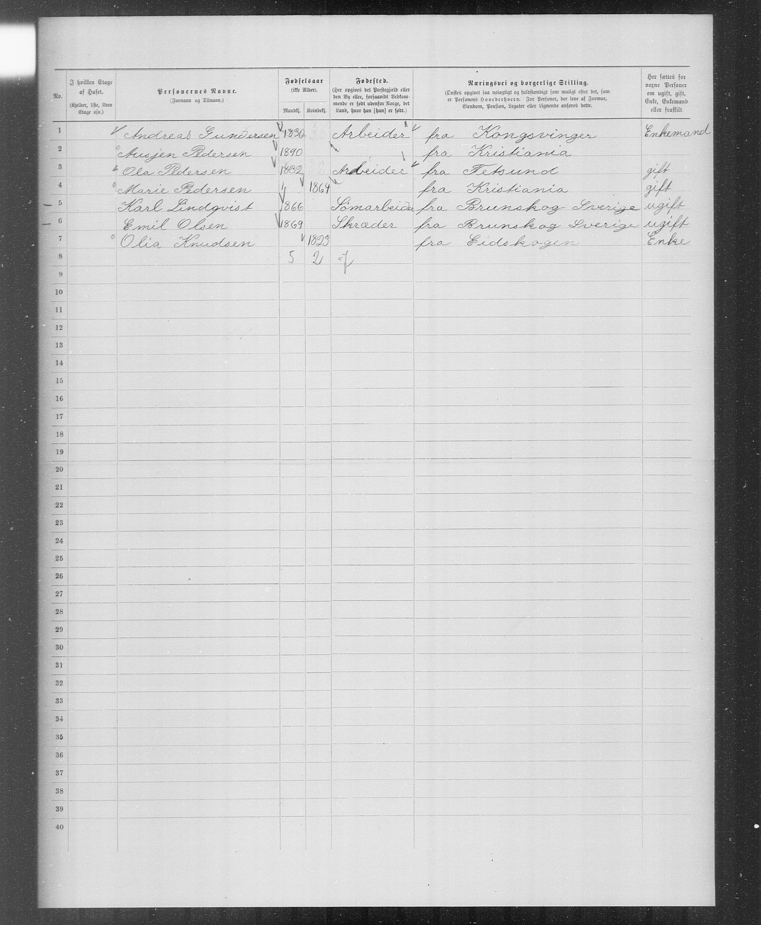 OBA, Municipal Census 1899 for Kristiania, 1899, p. 6272