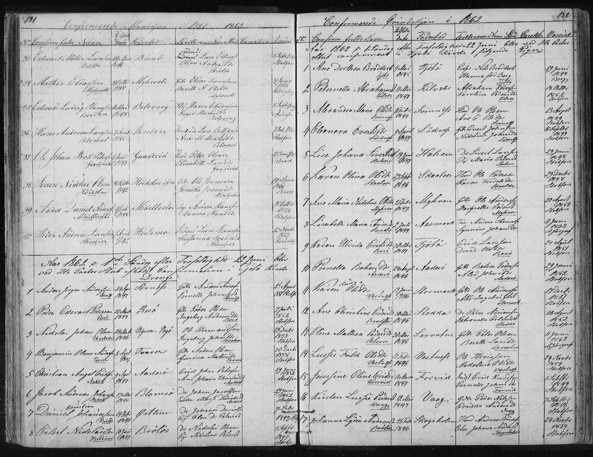 Ministerialprotokoller, klokkerbøker og fødselsregistre - Nordland, AV/SAT-A-1459/817/L0266: Parish register (copy) no. 817C01, 1841-1869, p. 181-182