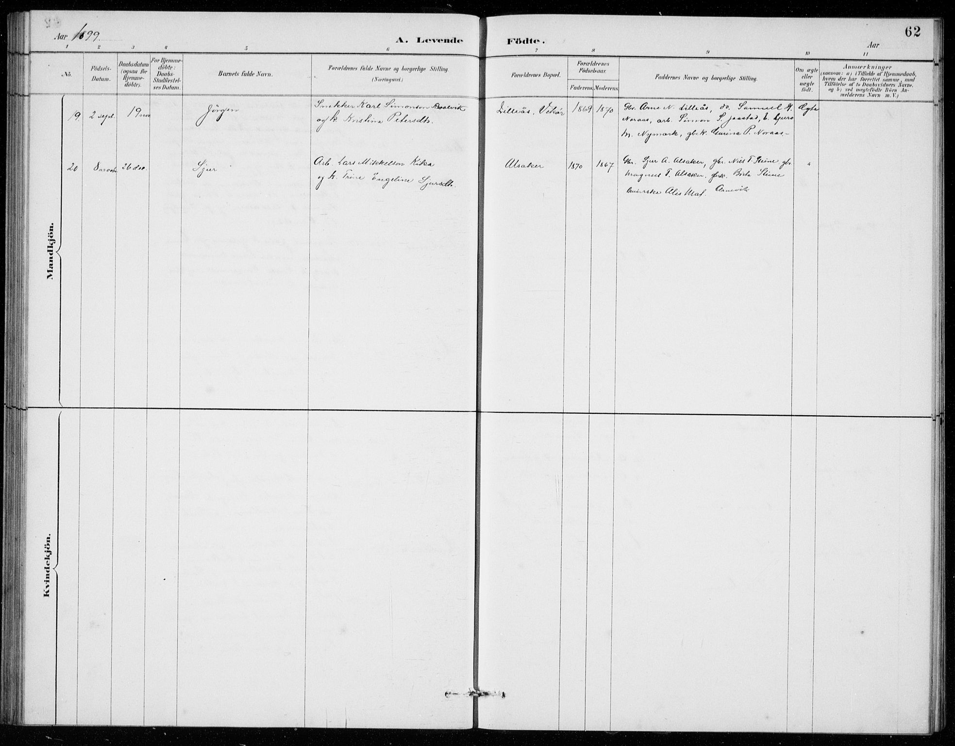 Ullensvang sokneprestembete, AV/SAB-A-78701/H/Hab: Parish register (copy) no. E  7, 1887-1929, p. 62