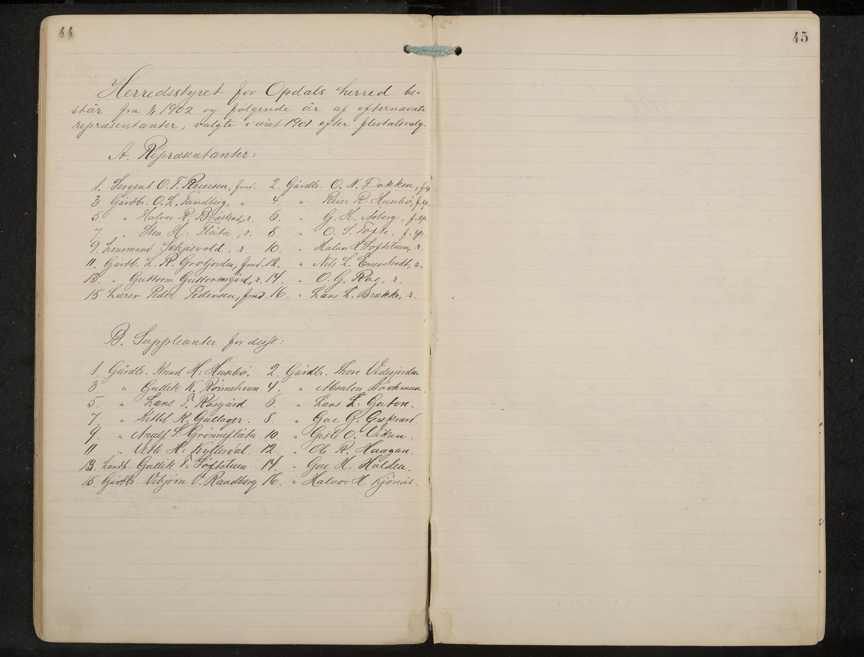 Uvdal formannskap og sentraladministrasjon, IKAK/0634021/A/Aa/L0001: Møtebok, 1901-1909, p. 44-45