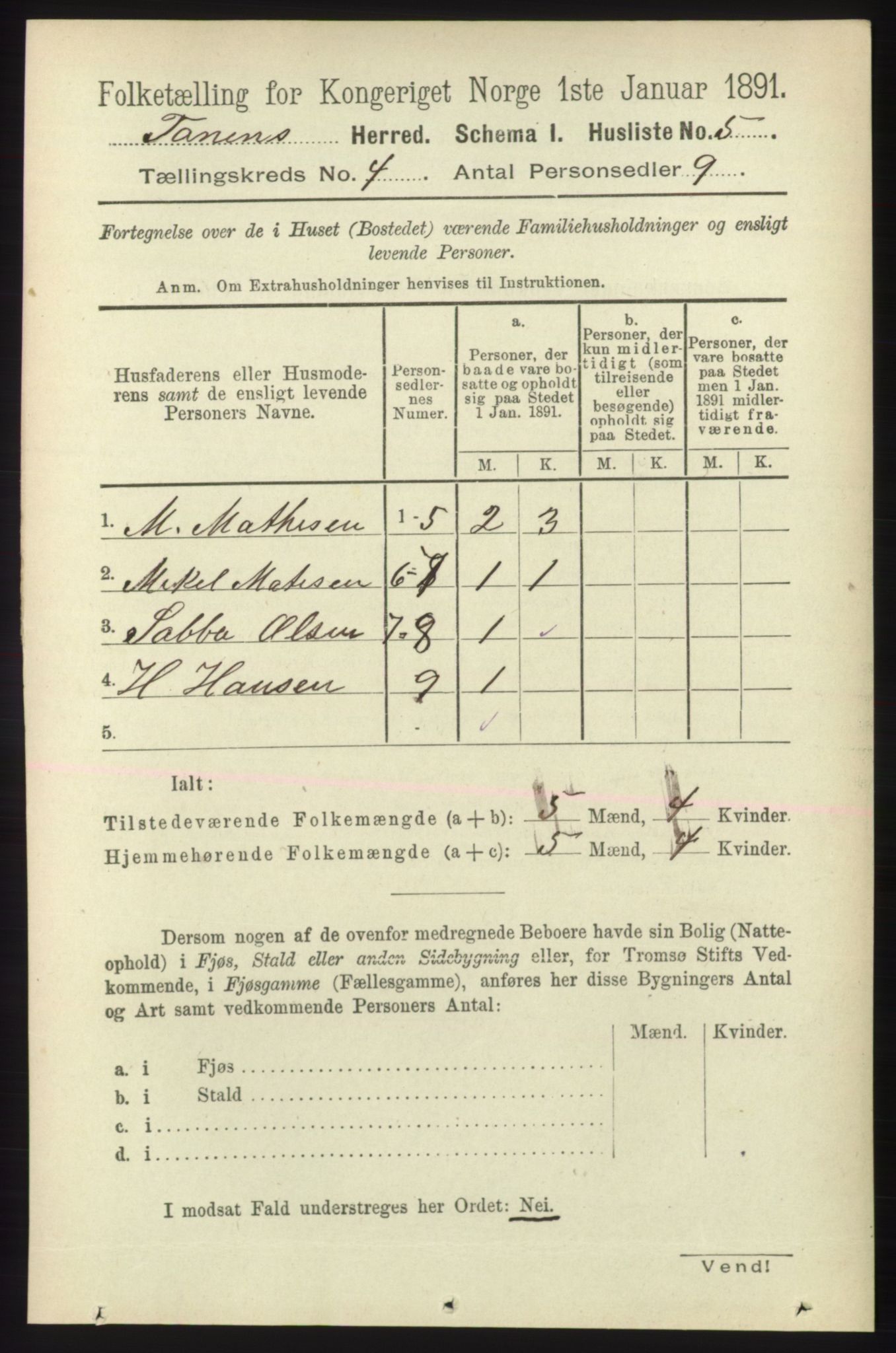 RA, 1891 census for 2025 Tana, 1891, p. 1720