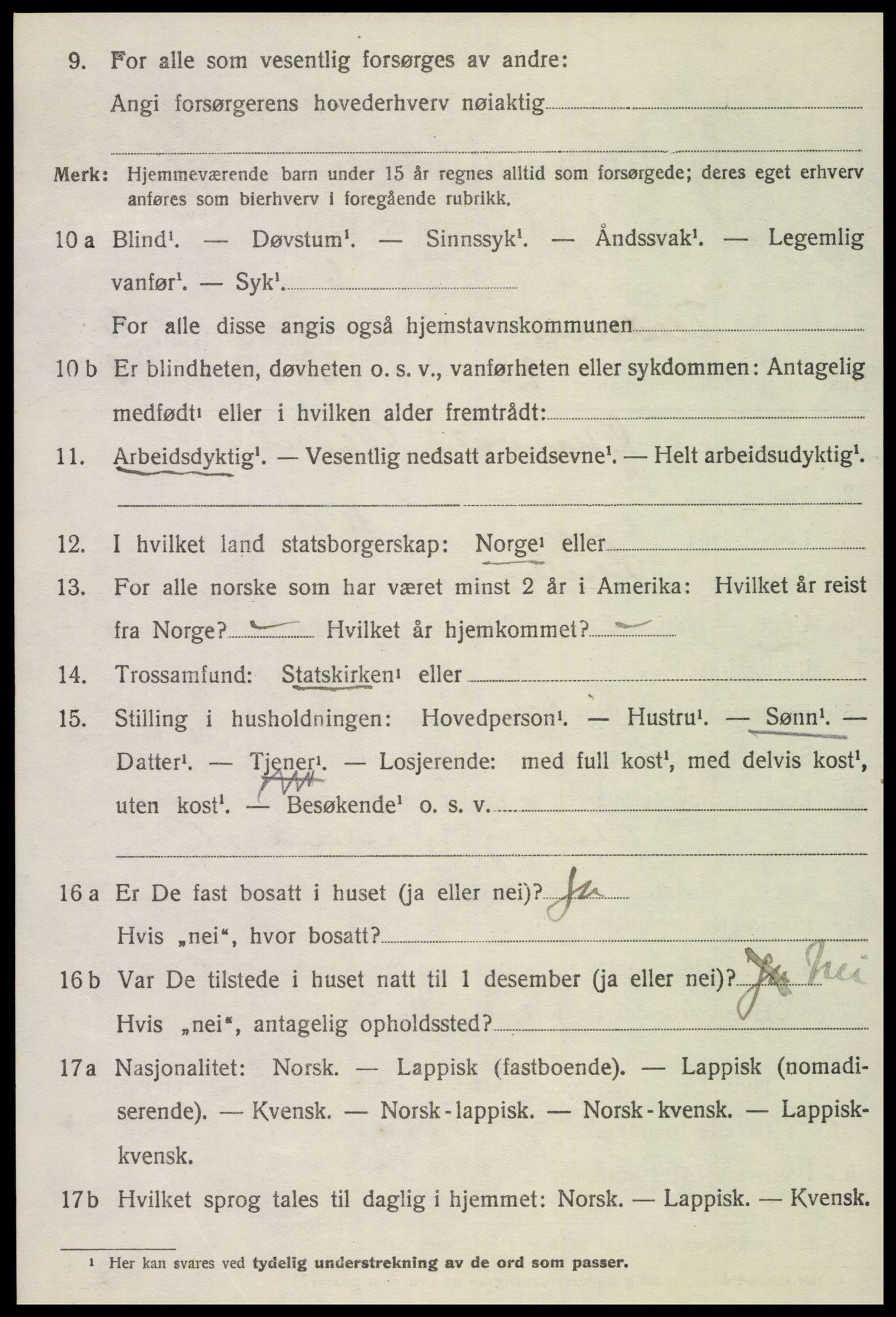 SAT, 1920 census for Flatanger, 1920, p. 3209