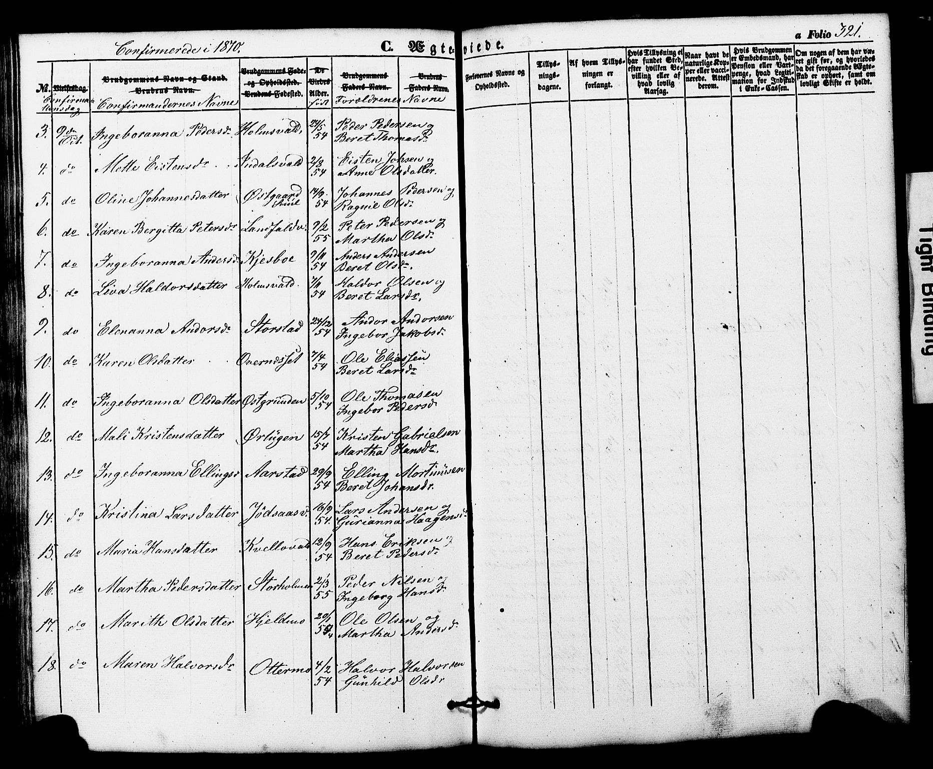 Ministerialprotokoller, klokkerbøker og fødselsregistre - Nord-Trøndelag, AV/SAT-A-1458/724/L0268: Parish register (copy) no. 724C04, 1846-1878, p. 321