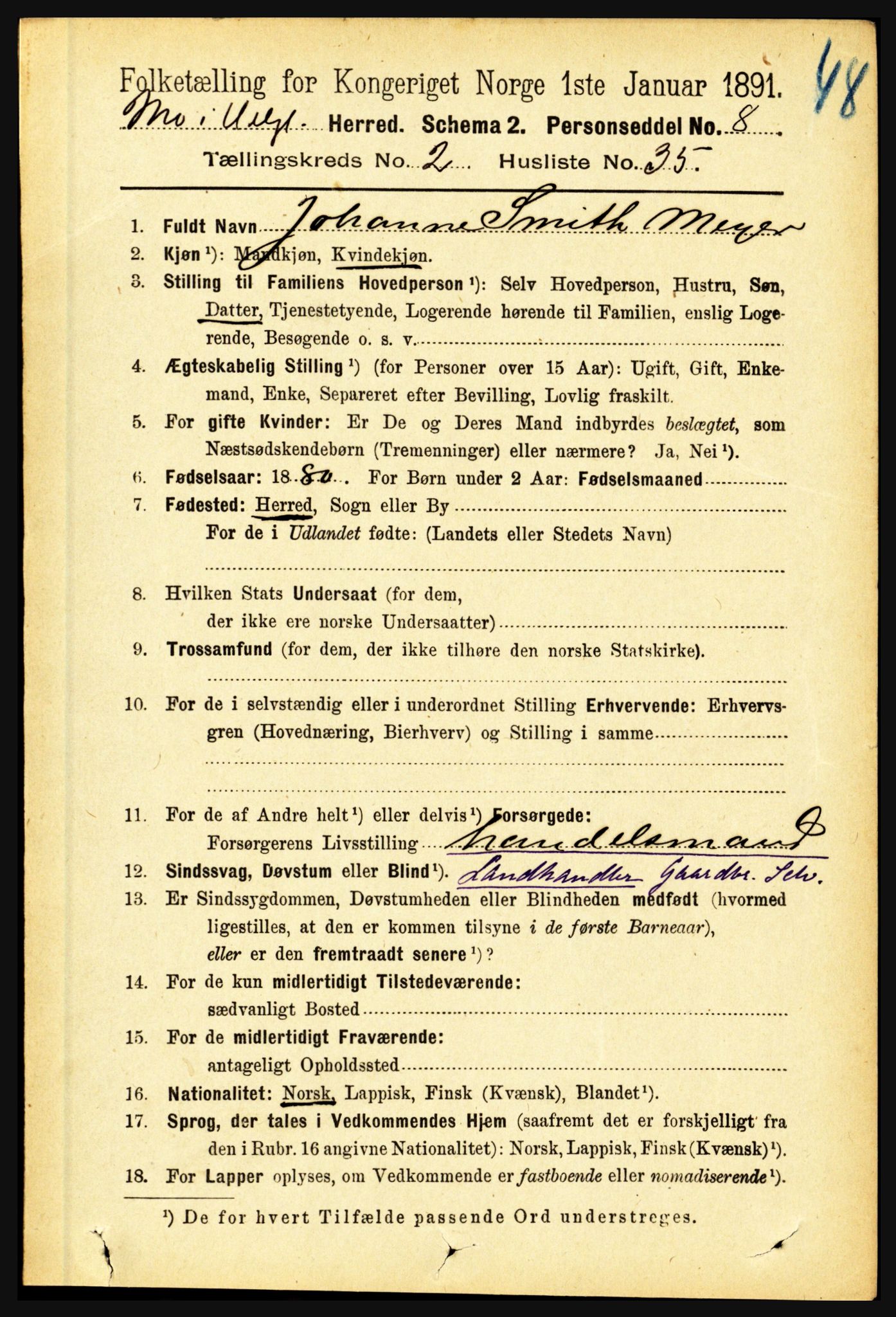 RA, 1891 census for 1833 Mo, 1891, p. 736