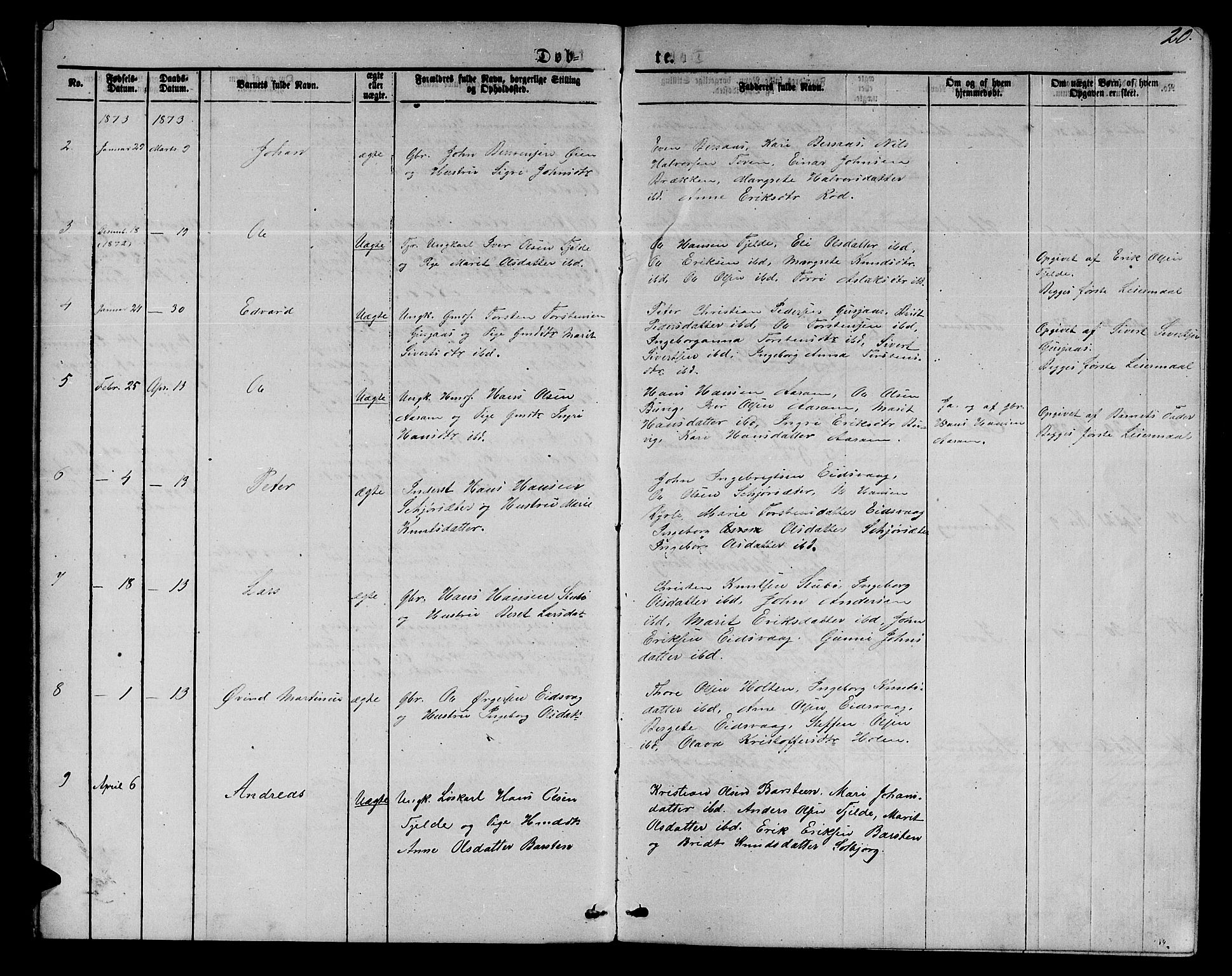 Ministerialprotokoller, klokkerbøker og fødselsregistre - Møre og Romsdal, AV/SAT-A-1454/551/L0630: Parish register (copy) no. 551C02, 1867-1885, p. 20