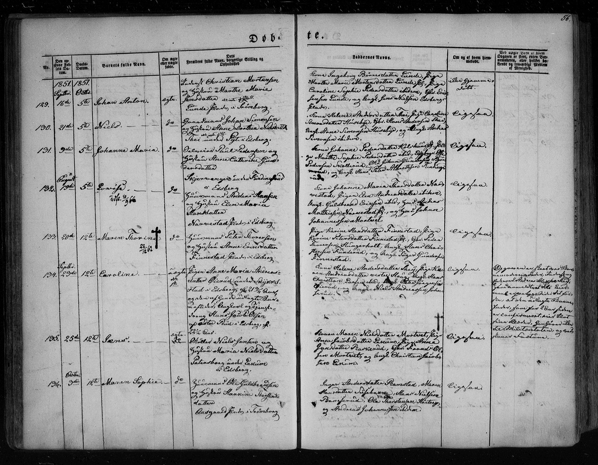 Eidsberg prestekontor Kirkebøker, AV/SAO-A-10905/F/Fa/L0009: Parish register (official) no. I 9, 1849-1856, p. 56
