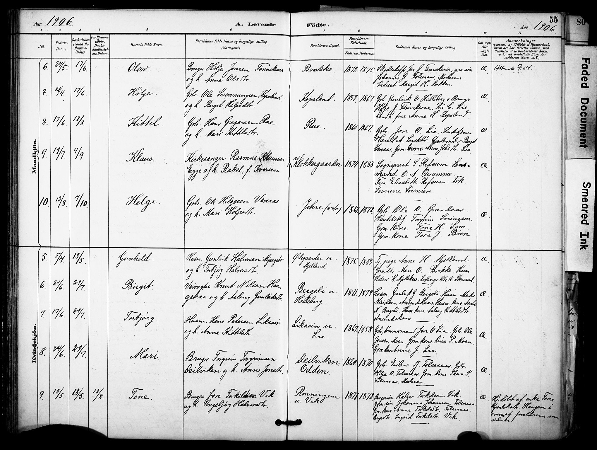 Gransherad kirkebøker, SAKO/A-267/F/Fa/L0005: Parish register (official) no. I 5, 1887-1916, p. 55