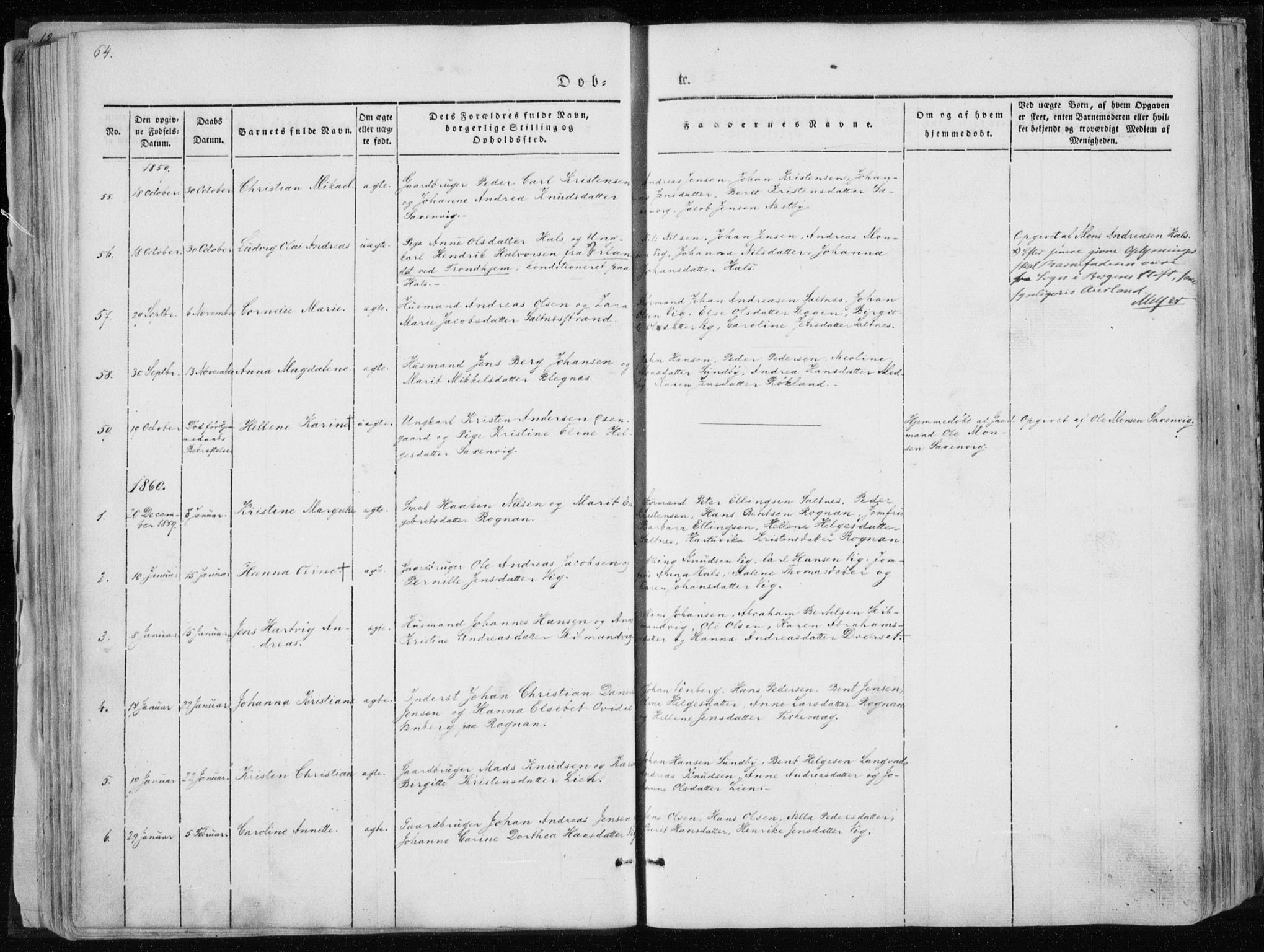 Ministerialprotokoller, klokkerbøker og fødselsregistre - Nordland, SAT/A-1459/847/L0666: Parish register (official) no. 847A06, 1842-1871, p. 64