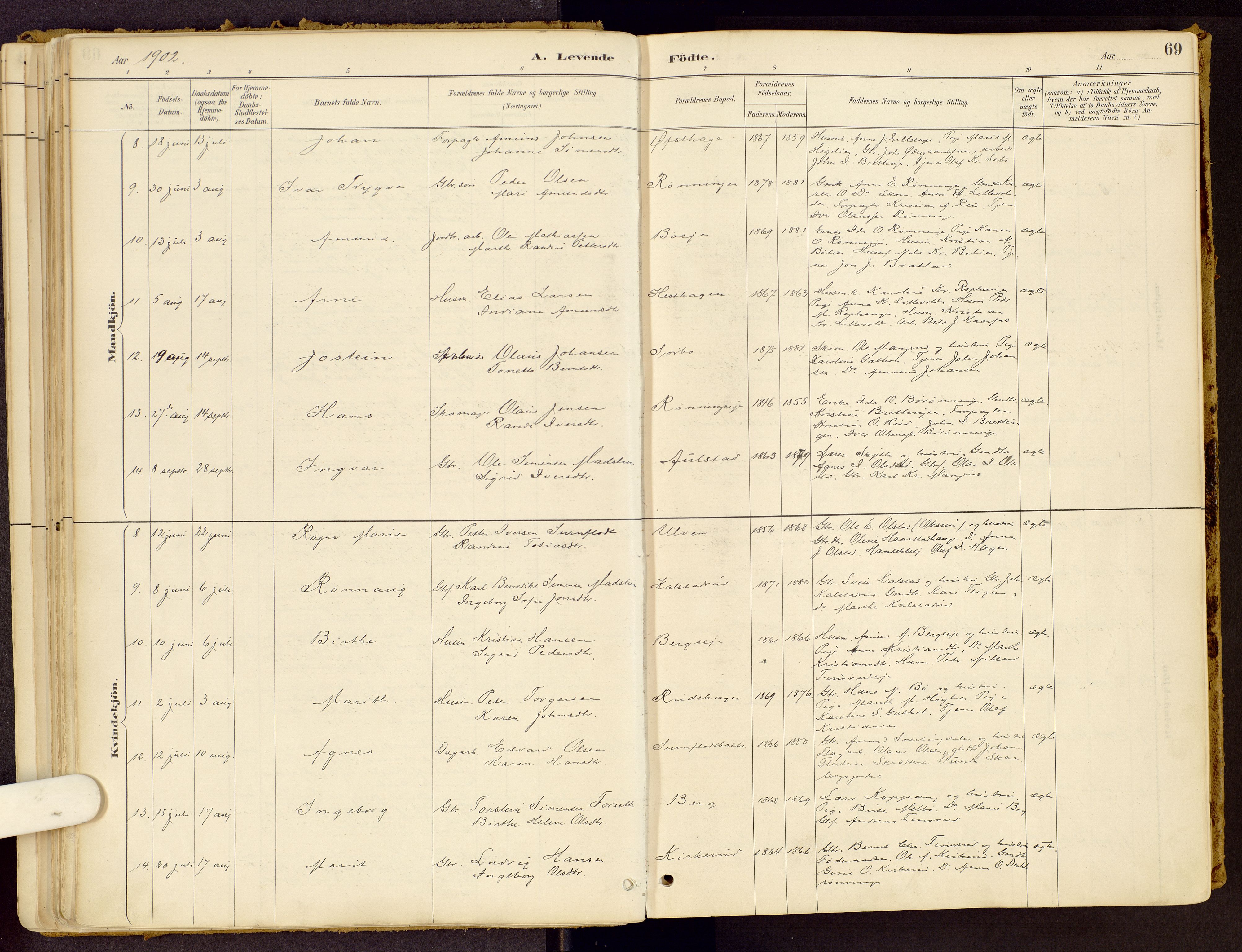 Vestre Gausdal prestekontor, SAH/PREST-094/H/Ha/Haa/L0001: Parish register (official) no. 1, 1887-1914, p. 69