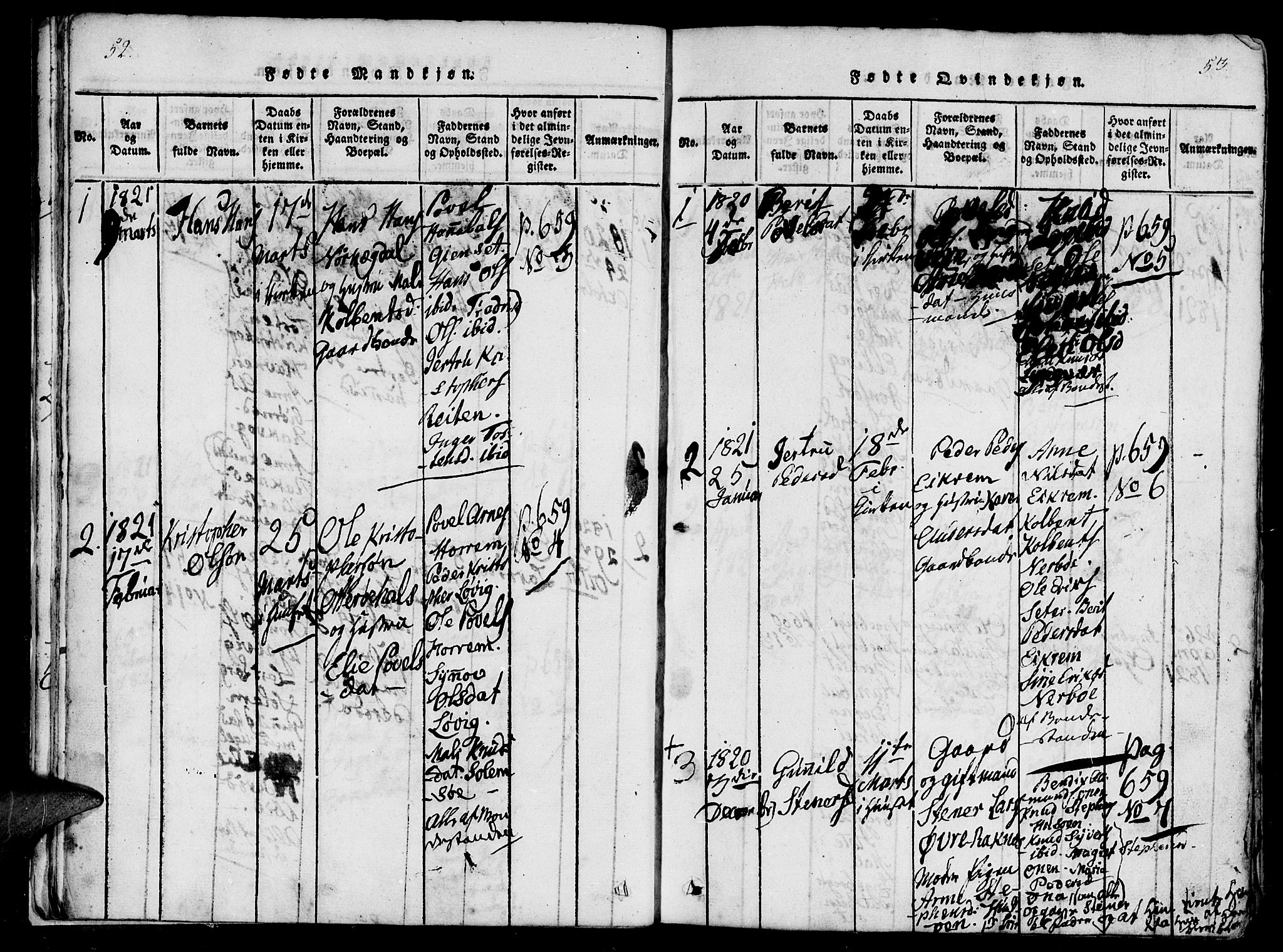 Ministerialprotokoller, klokkerbøker og fødselsregistre - Møre og Romsdal, SAT/A-1454/560/L0718: Parish register (official) no. 560A02, 1817-1844, p. 52-53