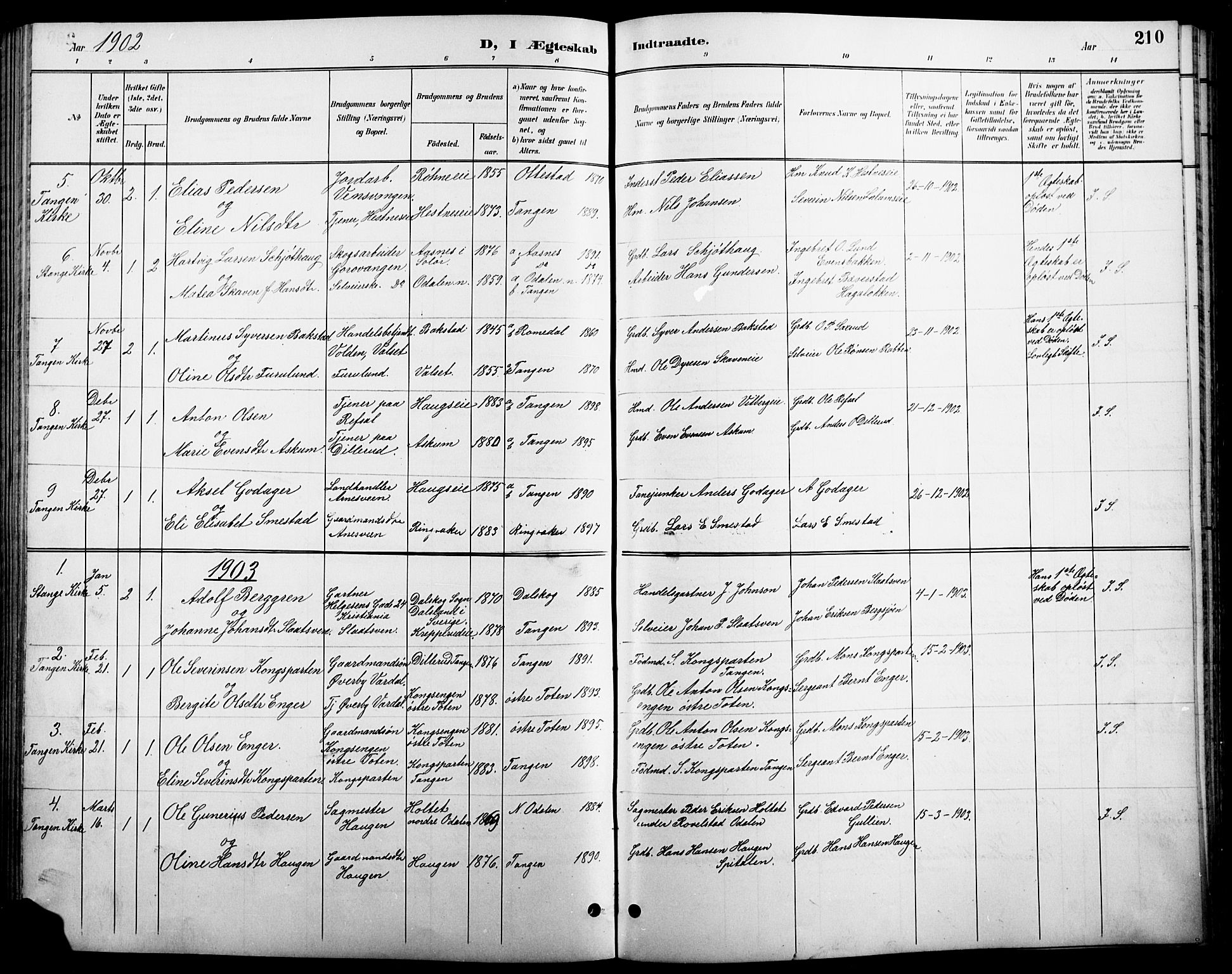 Stange prestekontor, AV/SAH-PREST-002/L/L0011: Parish register (copy) no. 11, 1895-1917, p. 210