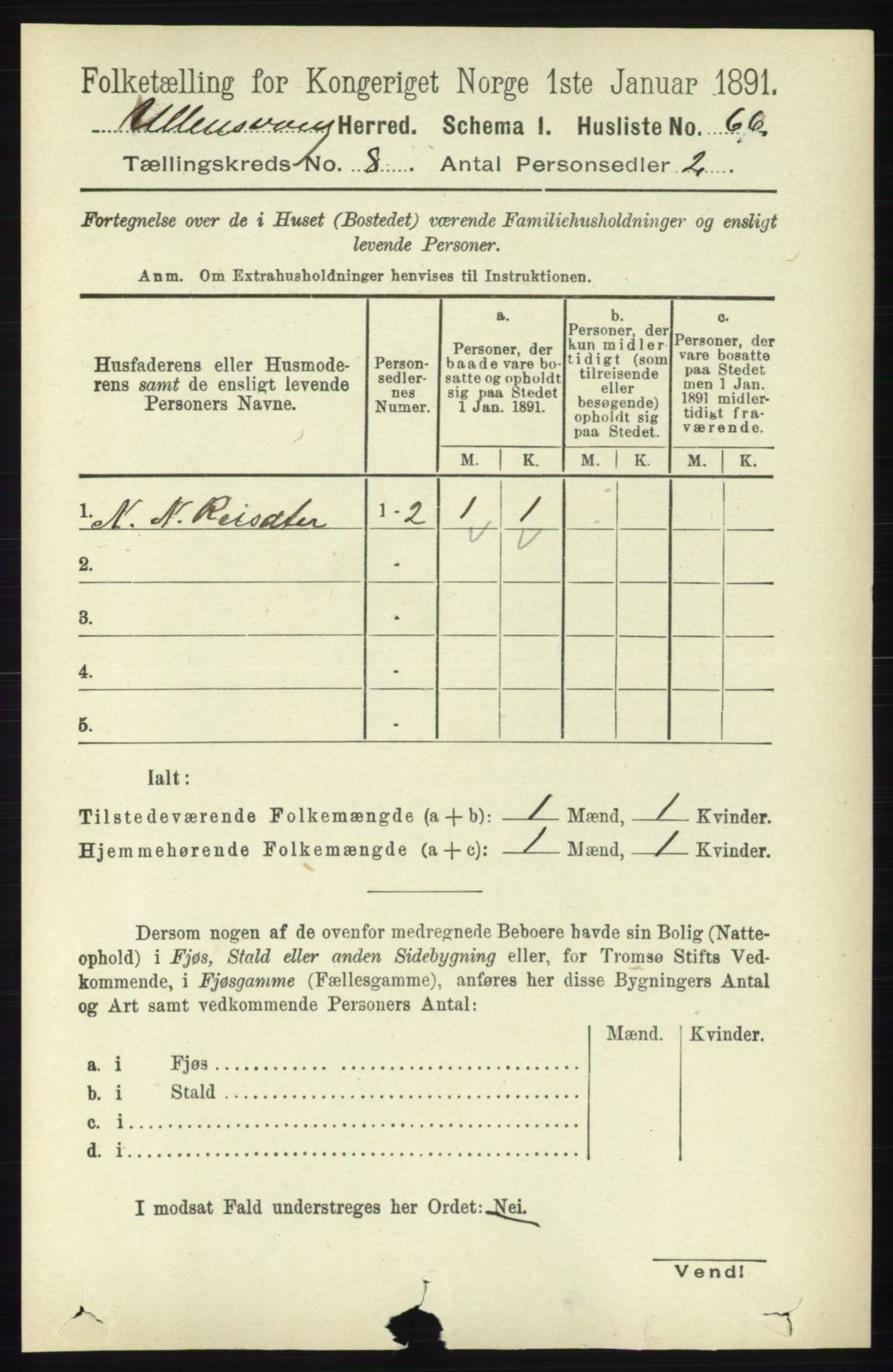 RA, 1891 census for 1230 Ullensvang, 1891, p. 2709