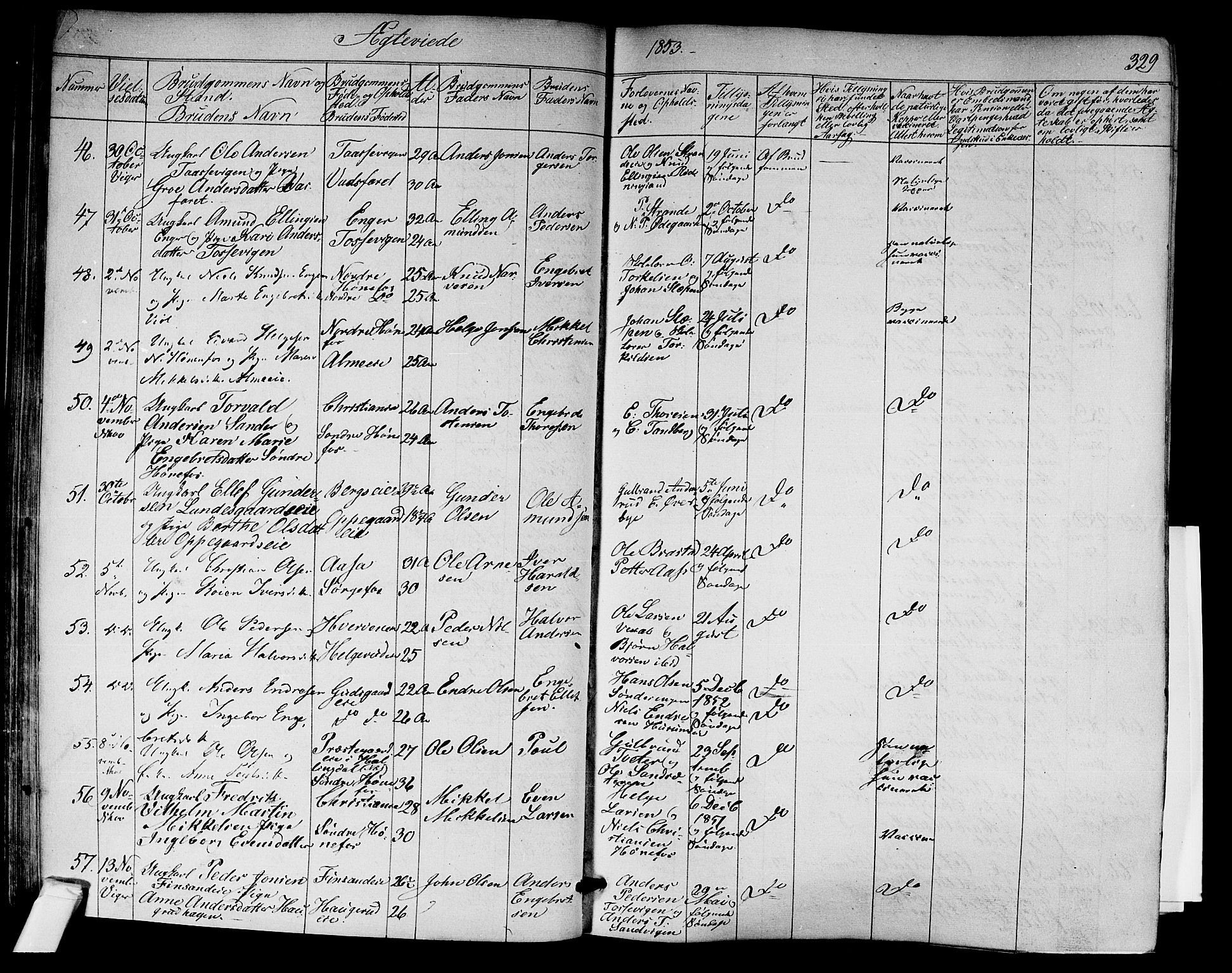 Norderhov kirkebøker, AV/SAKO-A-237/F/Fa/L0011: Parish register (official) no. 11, 1847-1856, p. 329