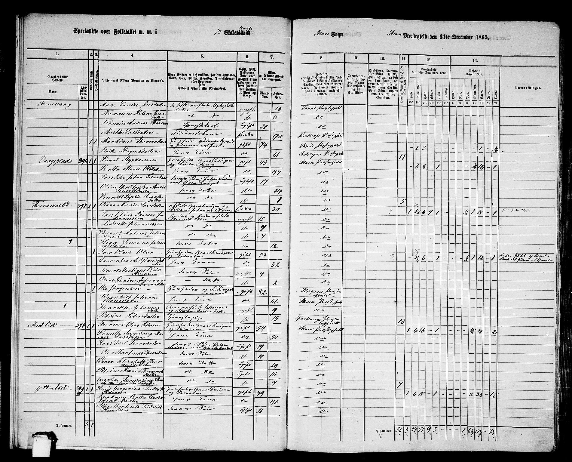 RA, 1865 census for Skodje, 1865, p. 16