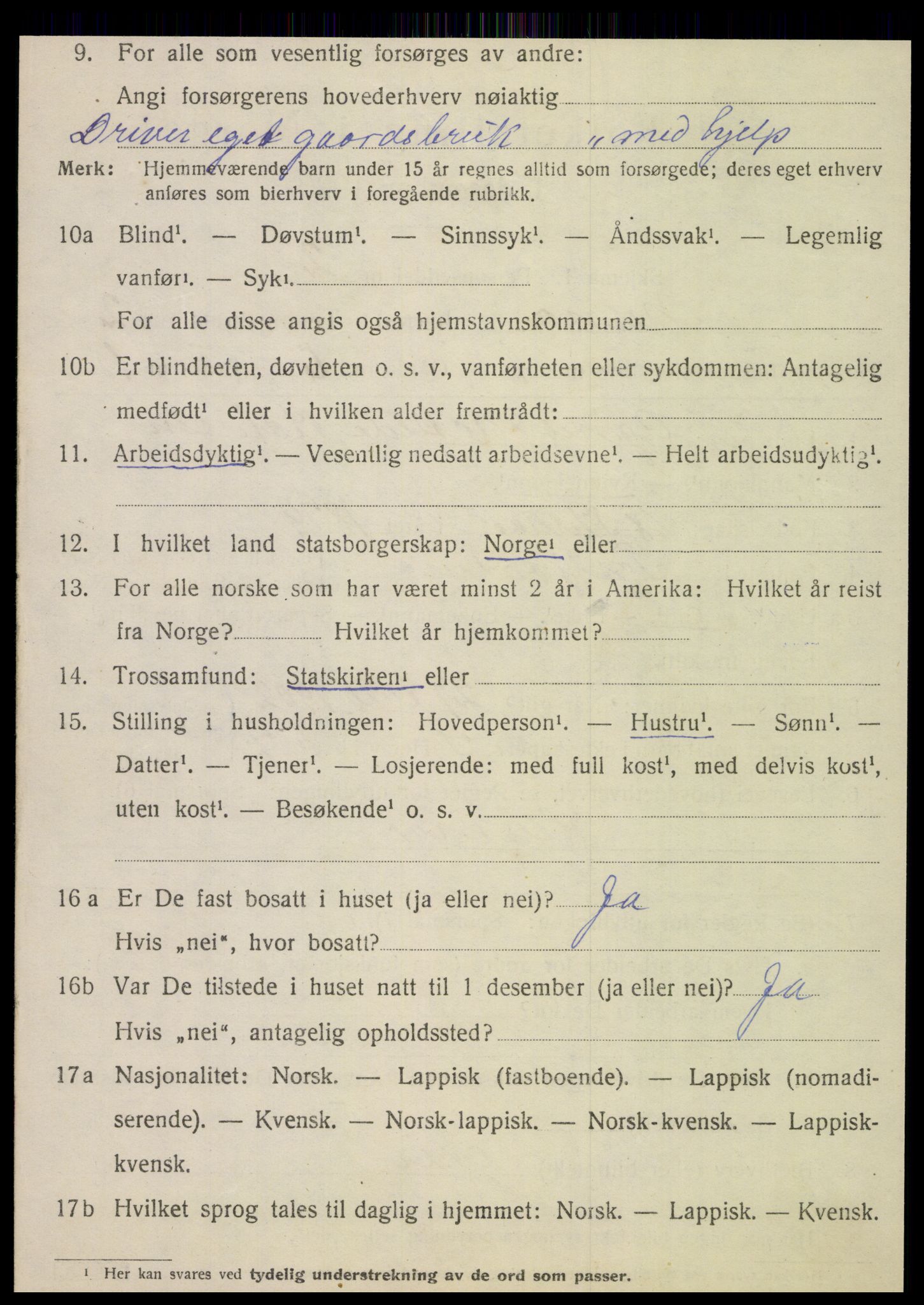 SAT, 1920 census for Nesna, 1920, p. 1730