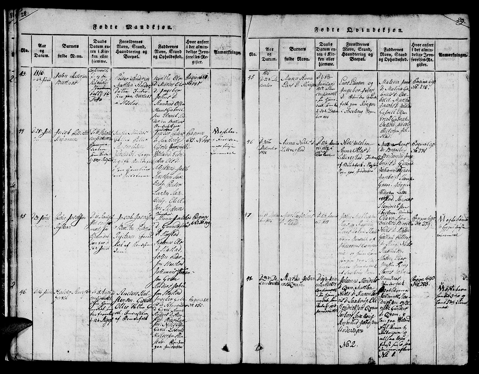 Ministerialprotokoller, klokkerbøker og fødselsregistre - Nord-Trøndelag, SAT/A-1458/730/L0275: Parish register (official) no. 730A04, 1816-1822, p. 28-29