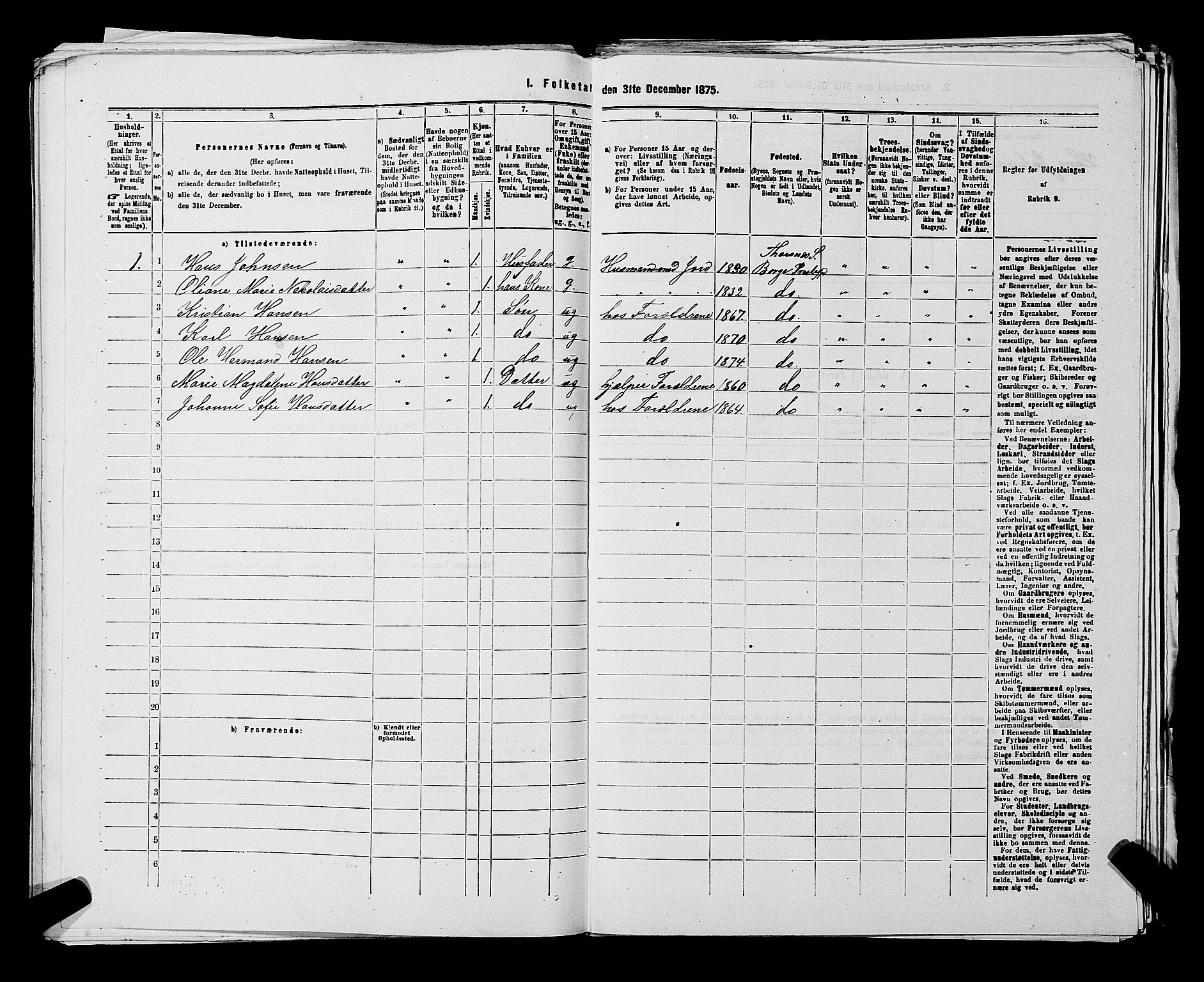 RA, 1875 census for 0113P Borge, 1875, p. 1121