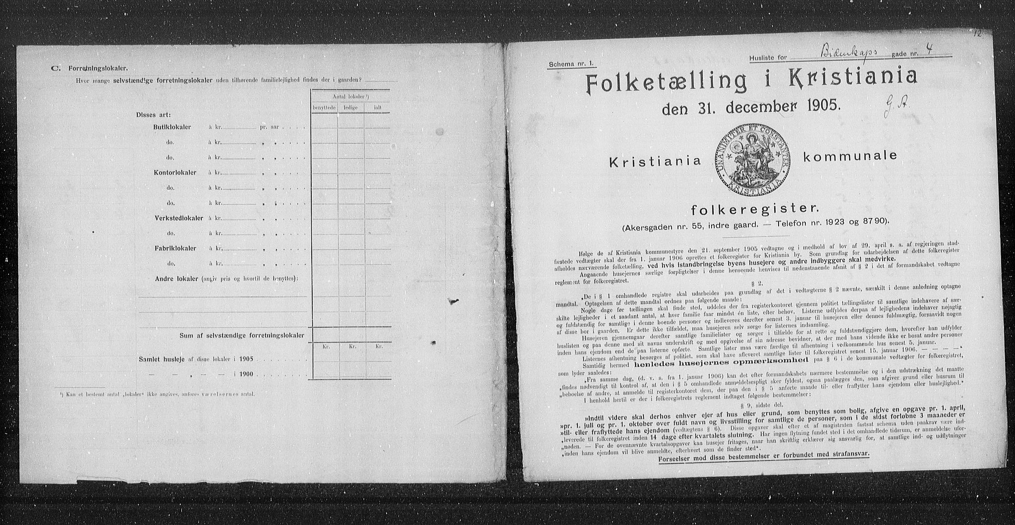 OBA, Municipal Census 1905 for Kristiania, 1905, p. 2307